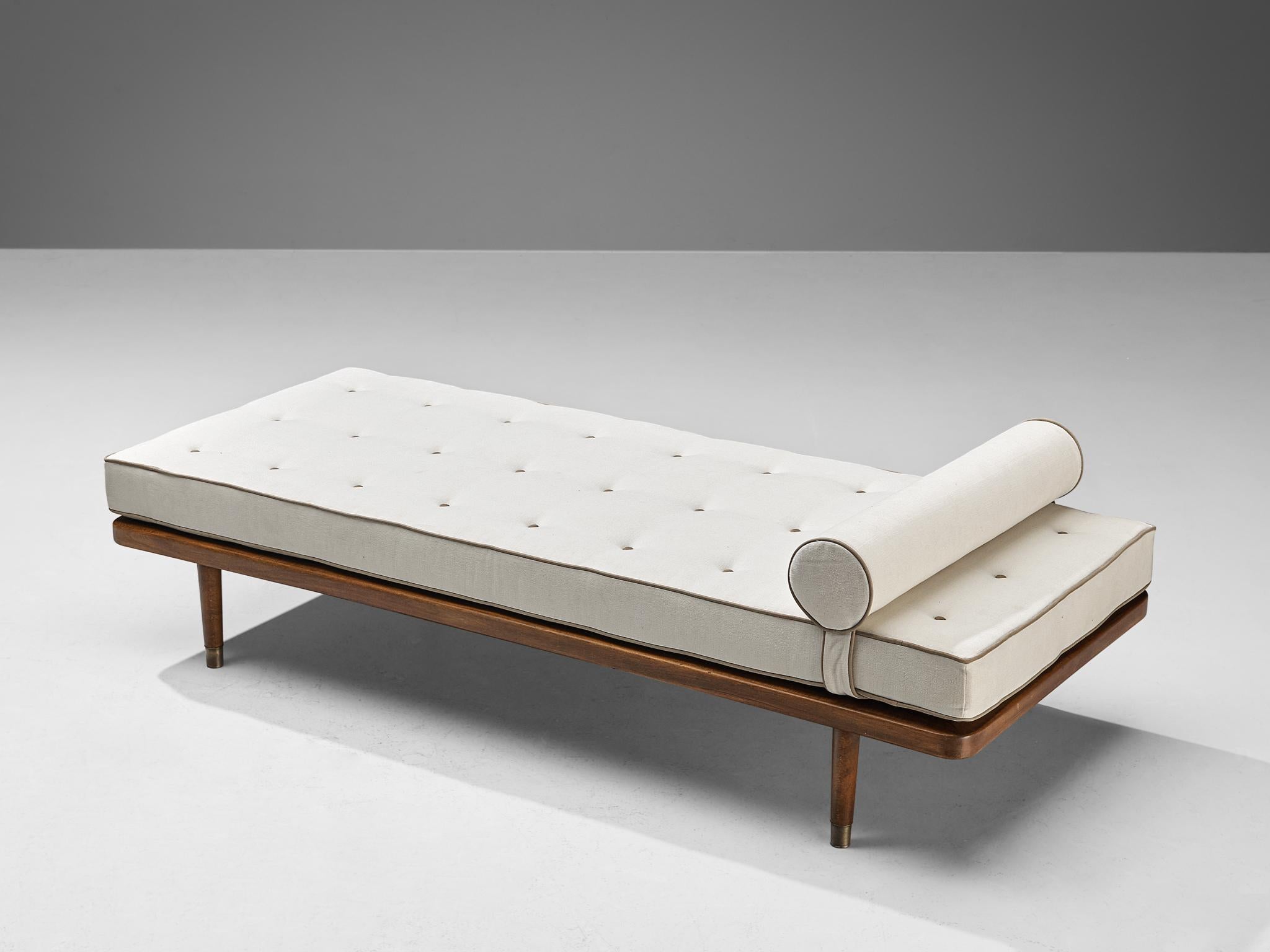 Danish Daybed in Wood with Brass Feet  For Sale 1