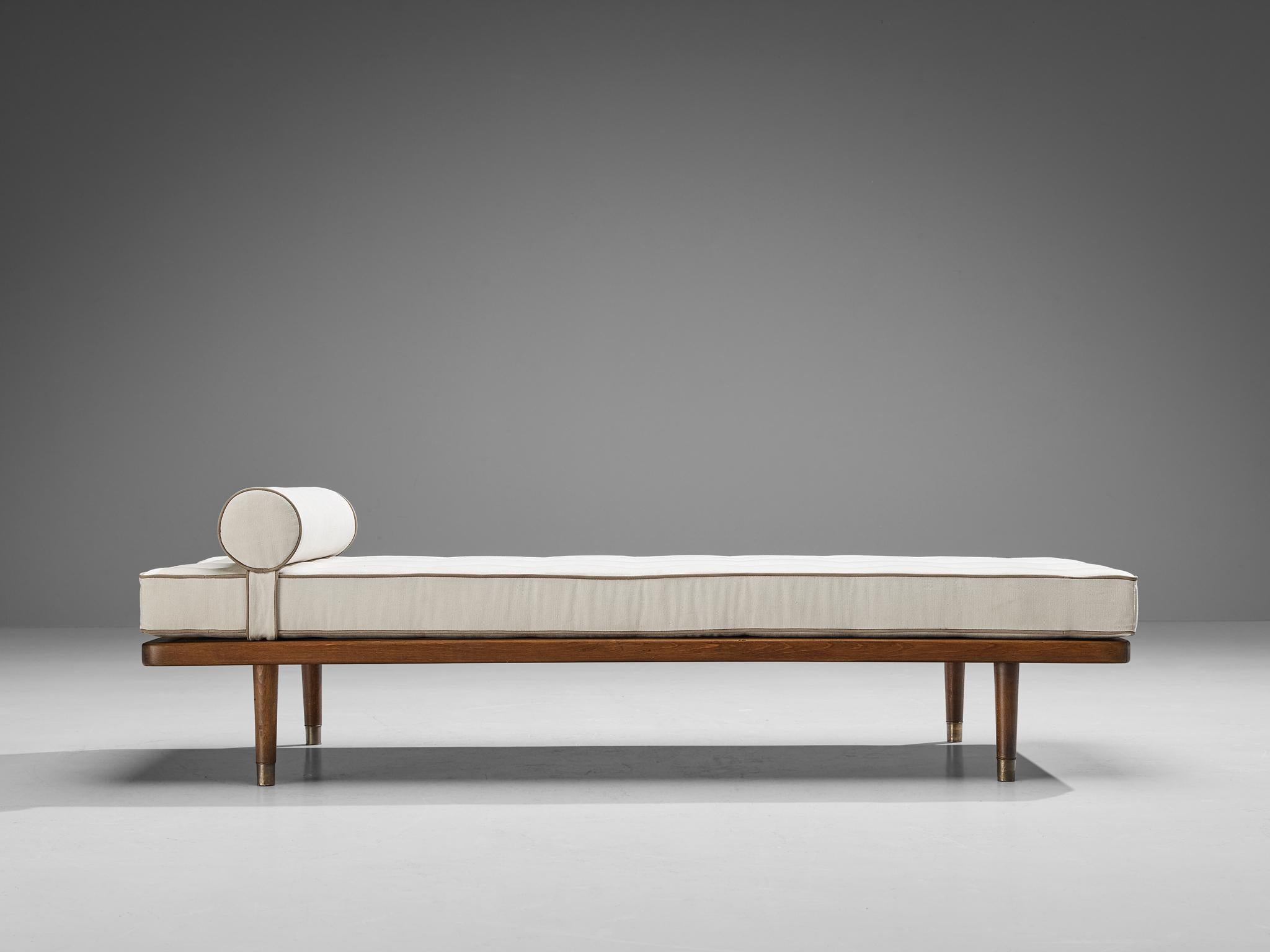Danish Daybed in Wood with Brass Feet  For Sale 3