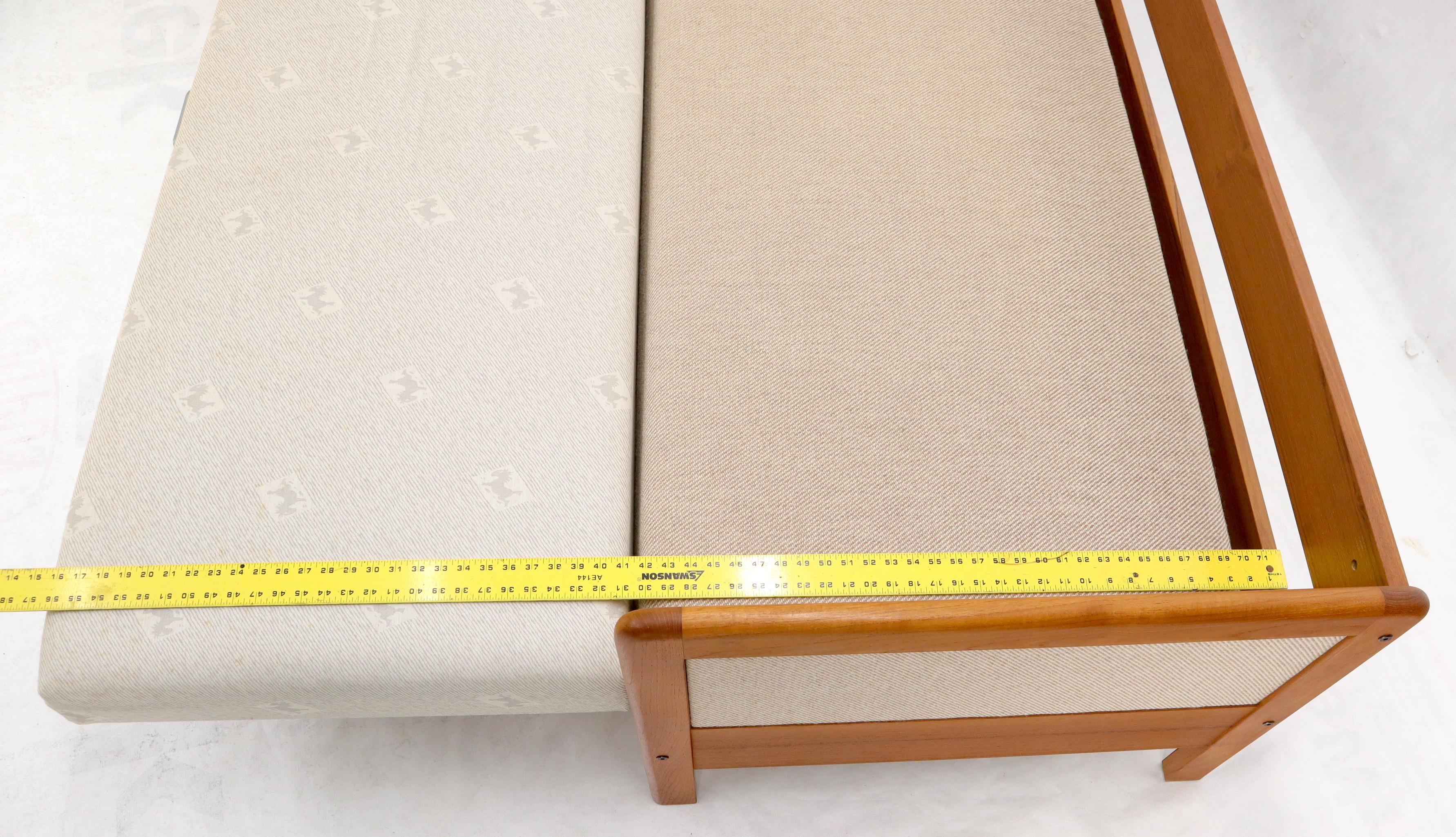 Danish Daybed Sleeper Convertible Sofa Wool Upholstery Teak Frame 3