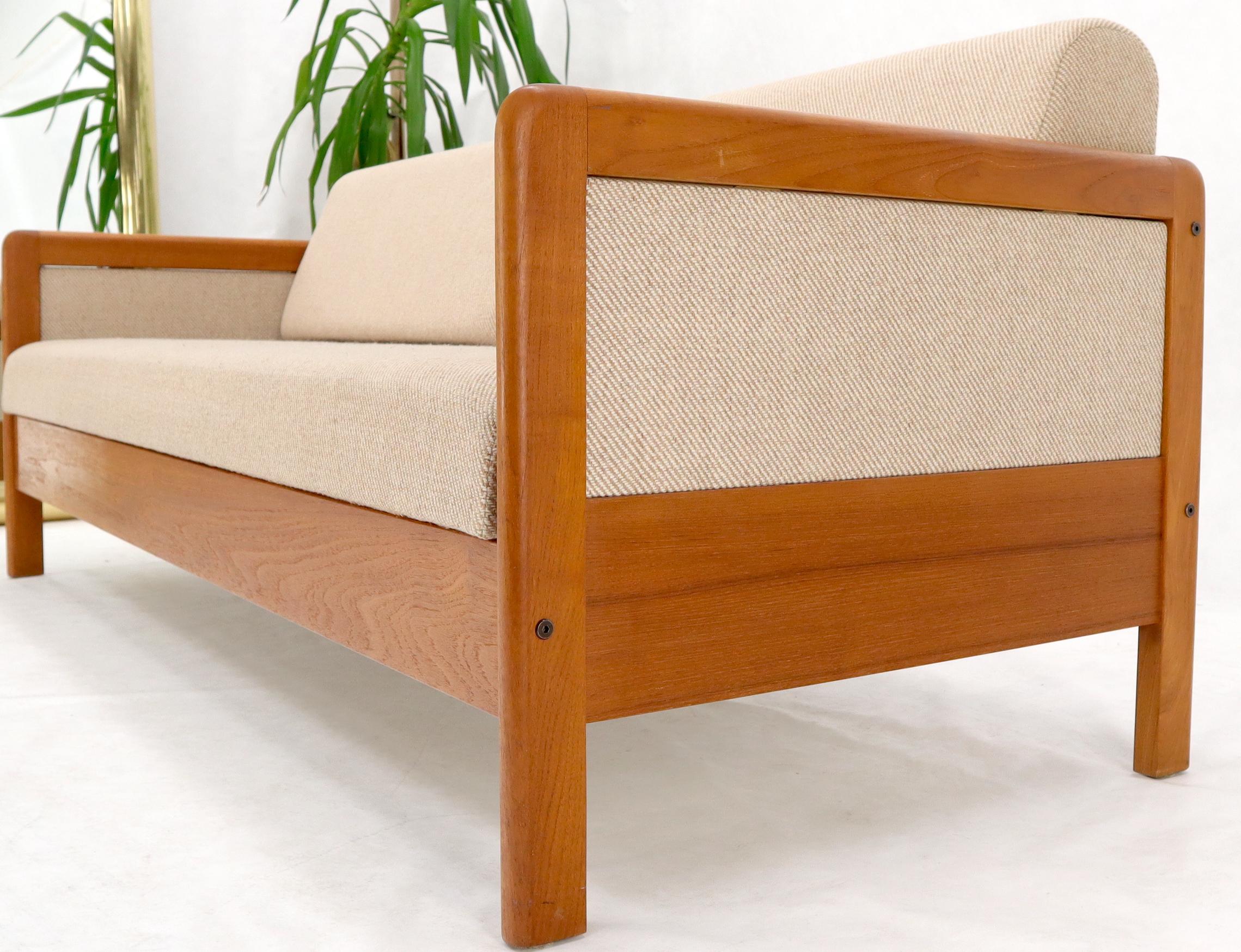 Danish Daybed Sleeper Convertible Sofa Wool Upholstery Teak Frame In Good Condition In Rockaway, NJ