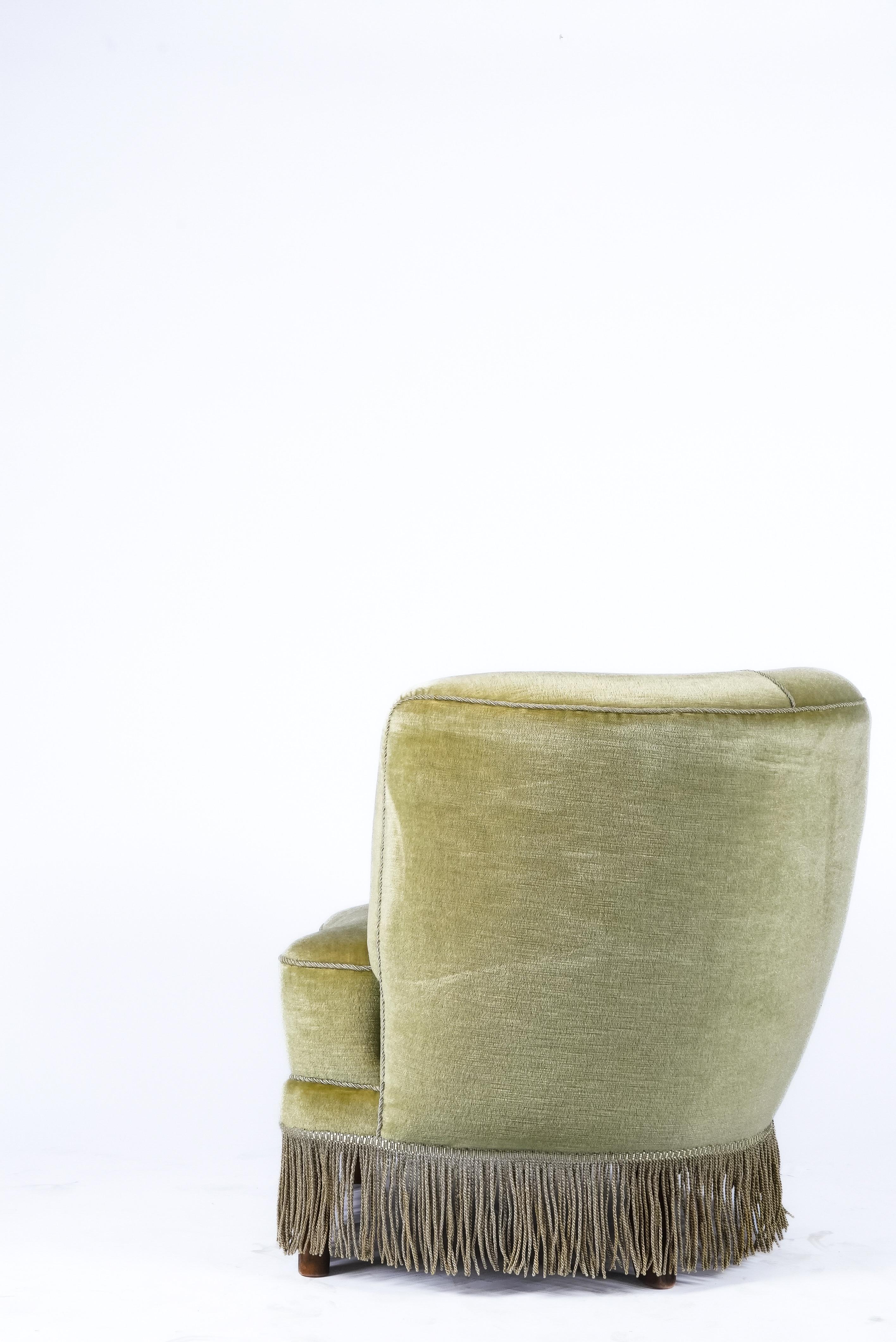 Danois Fauteuil déco danois avec frange en vente