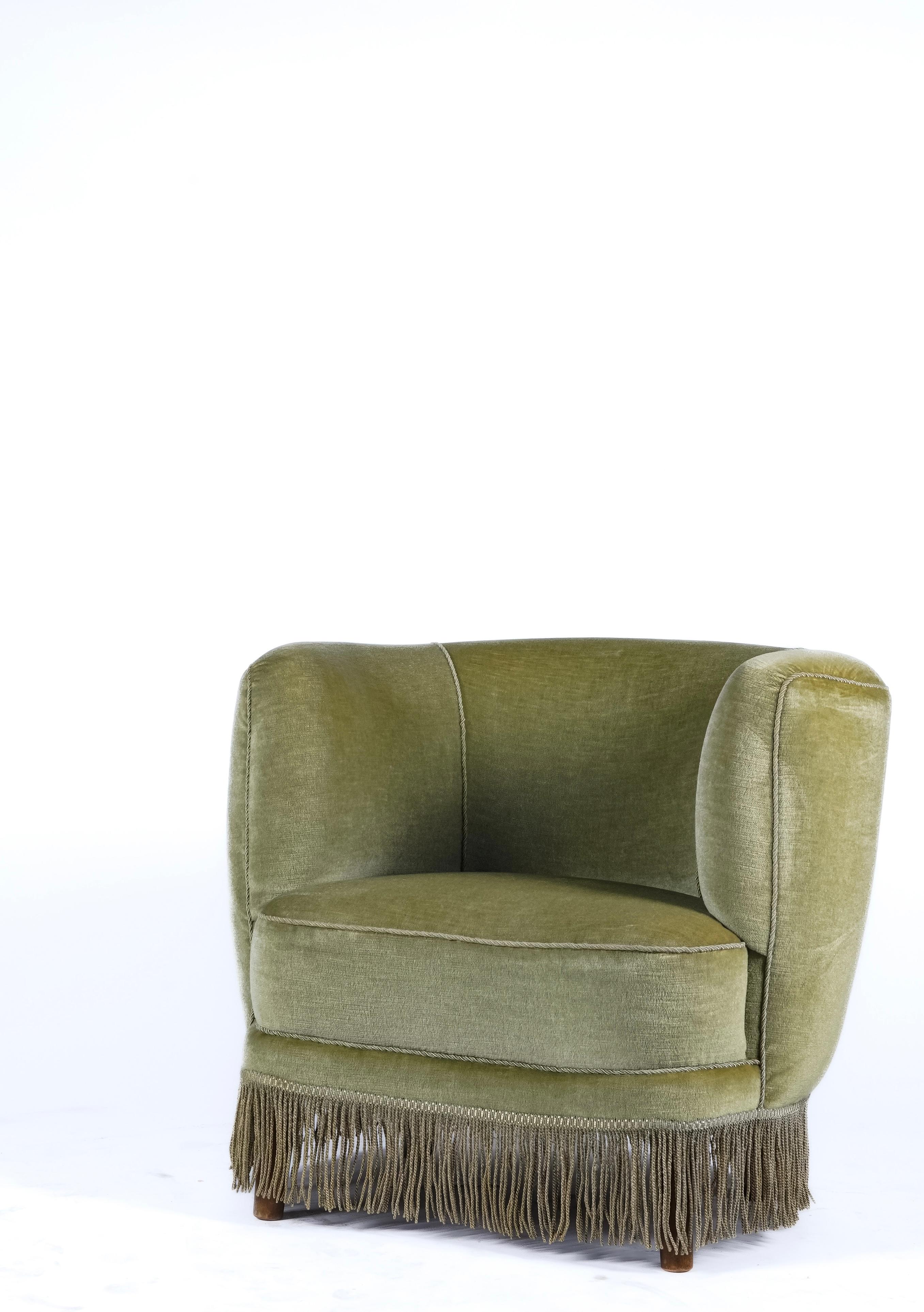 Mohair Fauteuil déco danois avec frange en vente