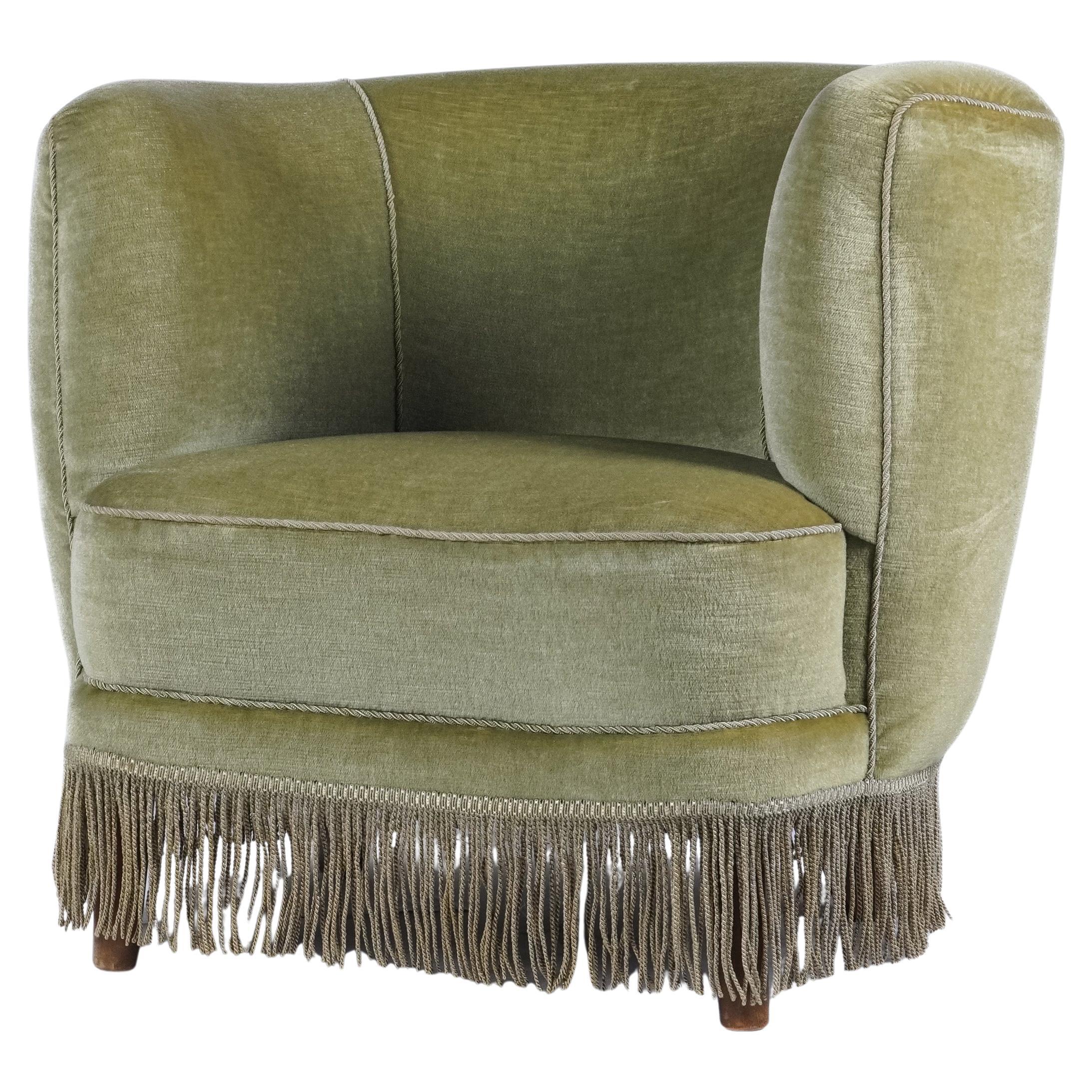 Fauteuil déco danois avec frange en vente