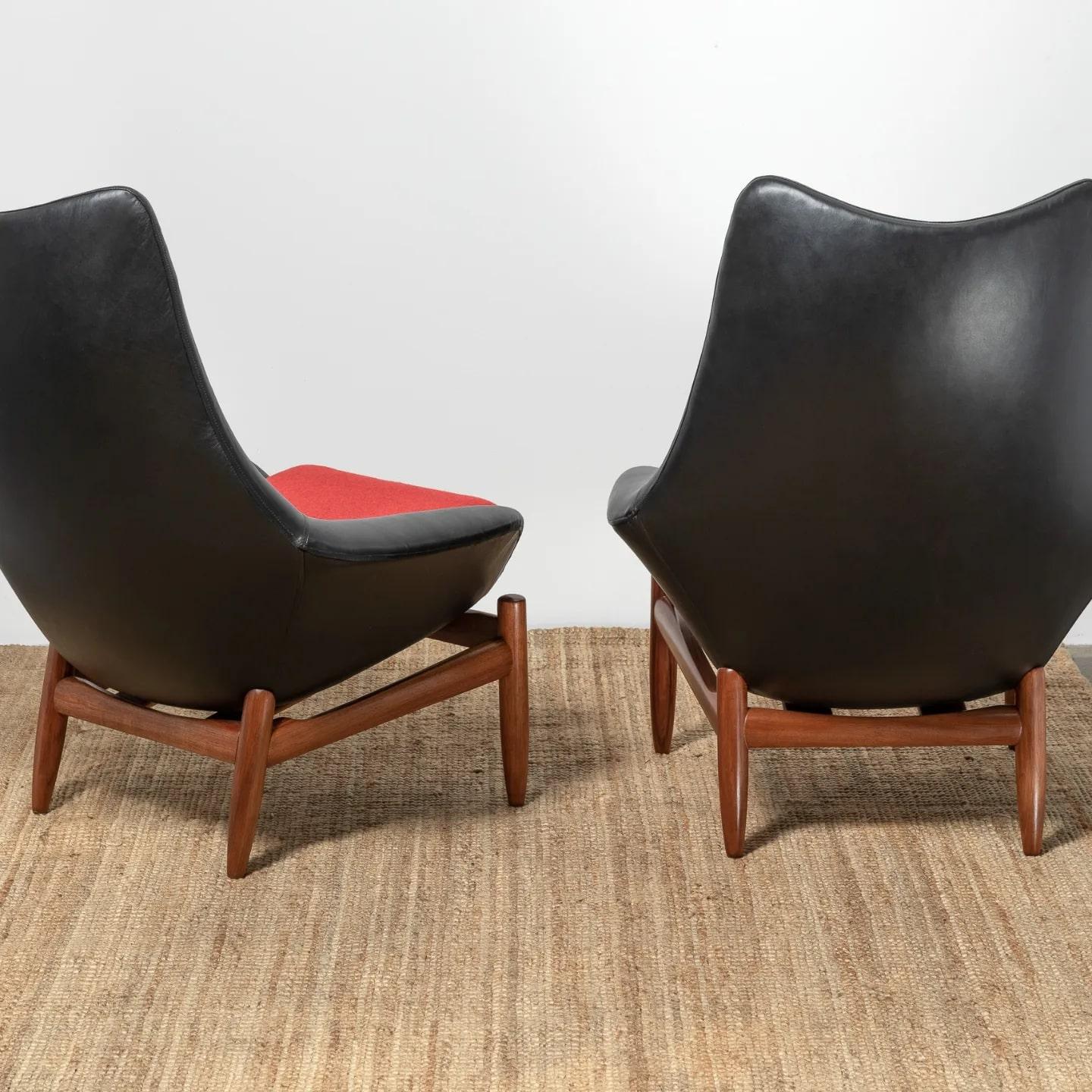 Polystyrene Danish Deluxe pair of Anita armchairs fully restored soft Italian leather For Sale