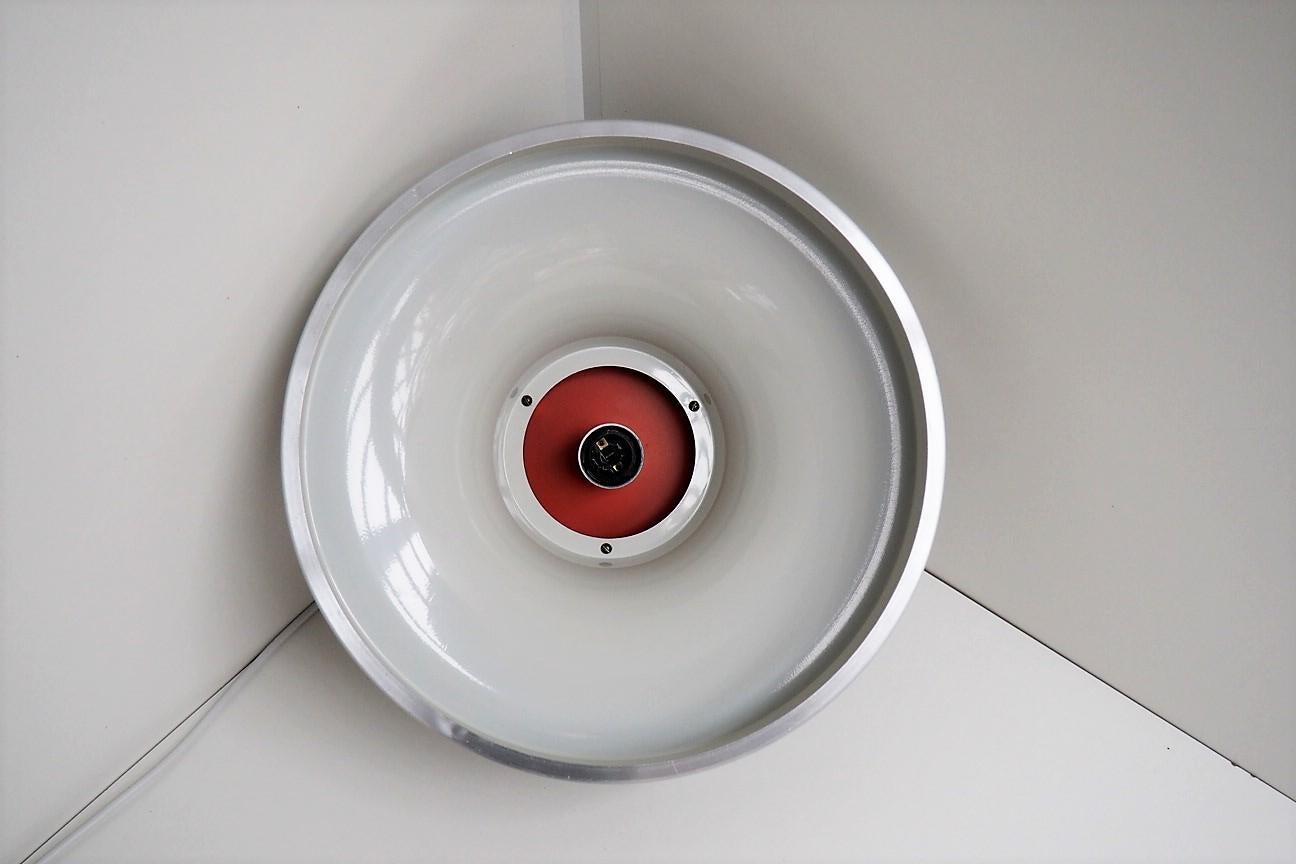 Danish Design Aluminium Pendant with Orange Shine from Lyskær, 1960s For Sale 1