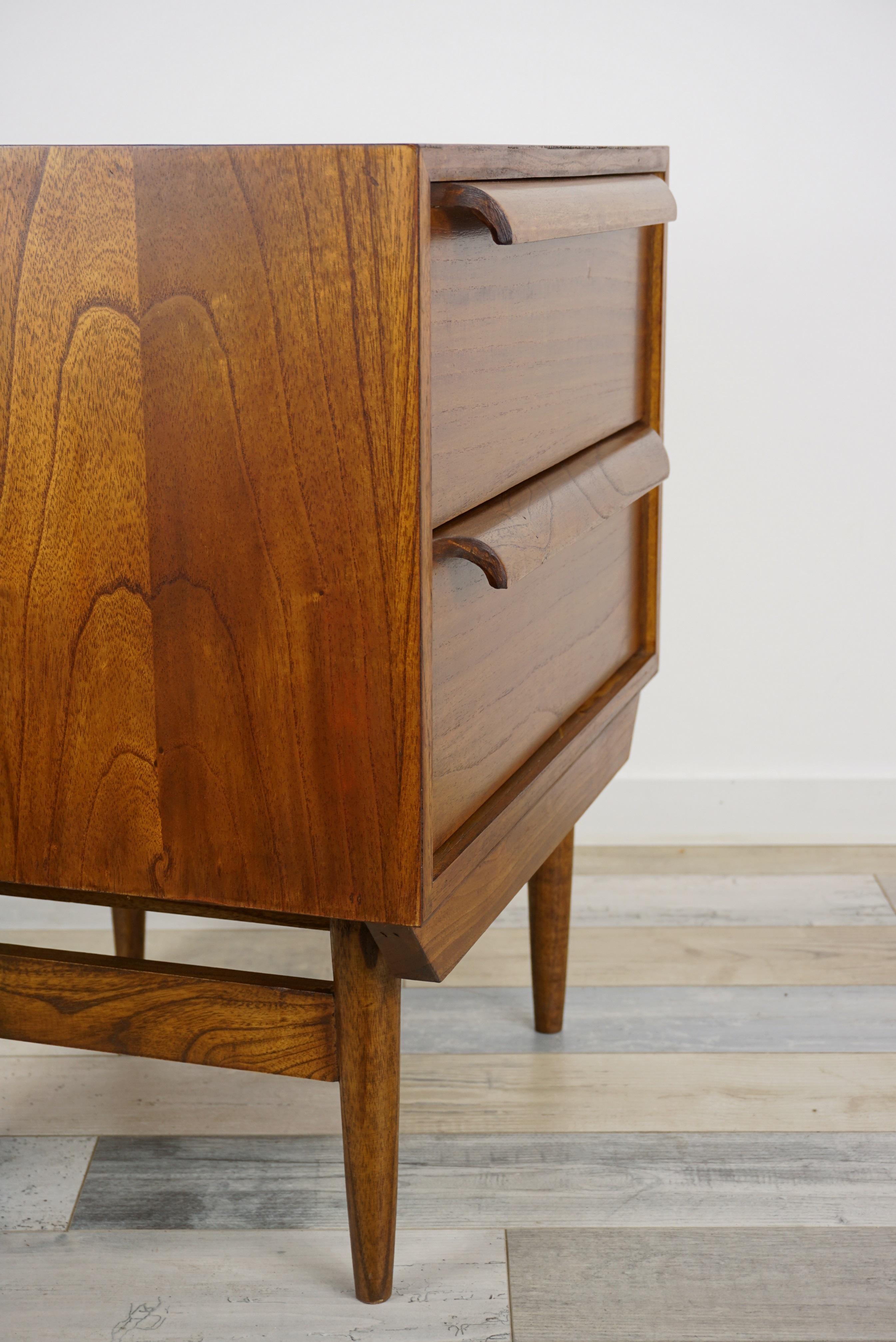 Danish Design and Midcentury Style Pair of Large Wooden Bedside Tables For Sale 1