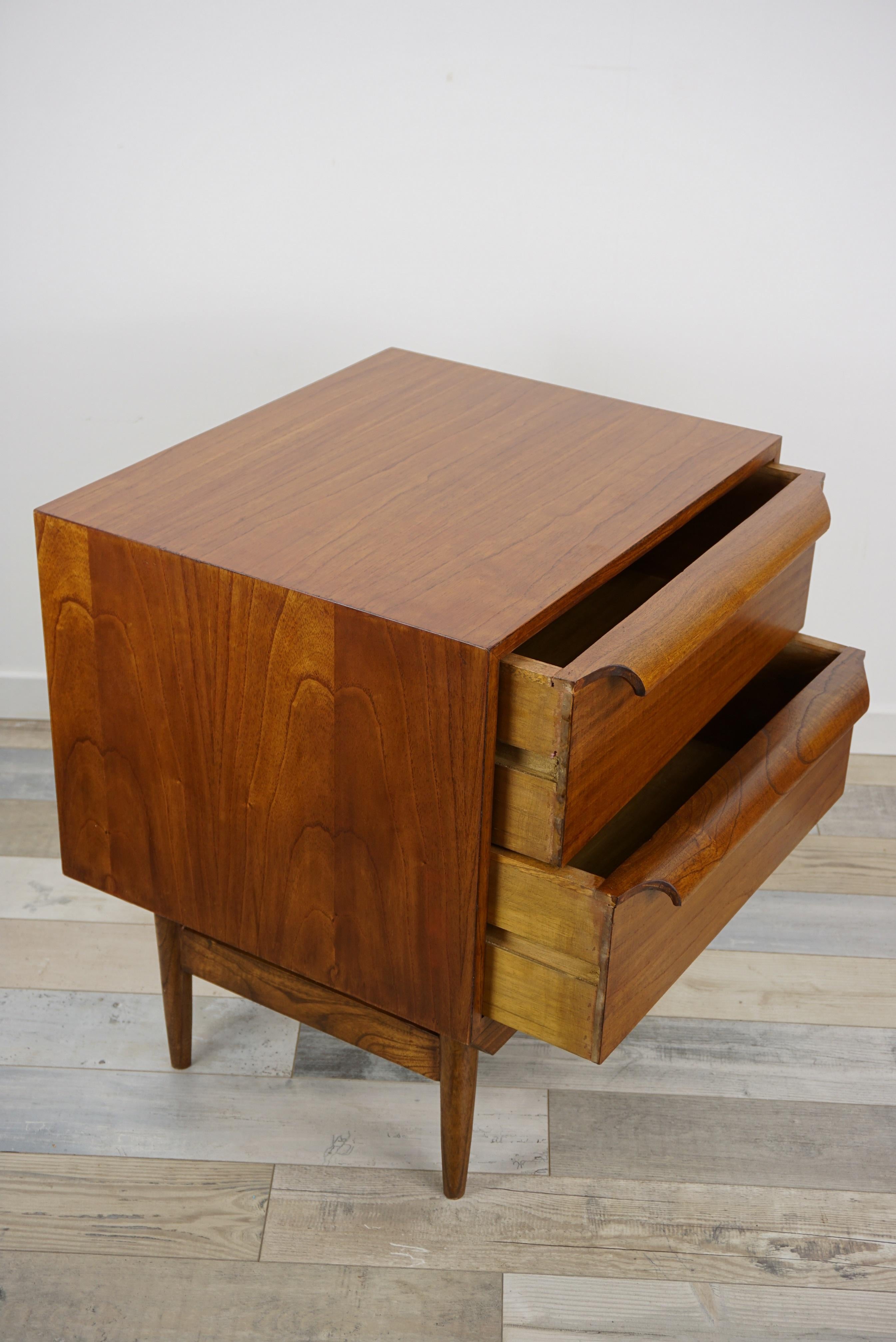 Danish Design and Midcentury Style Pair of Large Wooden Bedside Tables For Sale 2