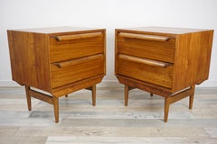 Danish Design and Midcentury Style Pair of Large Wooden Bedside Tables