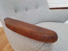 Danish Design Armchair, Quality Wool, Teak Wood, 1960s, Completely Restored