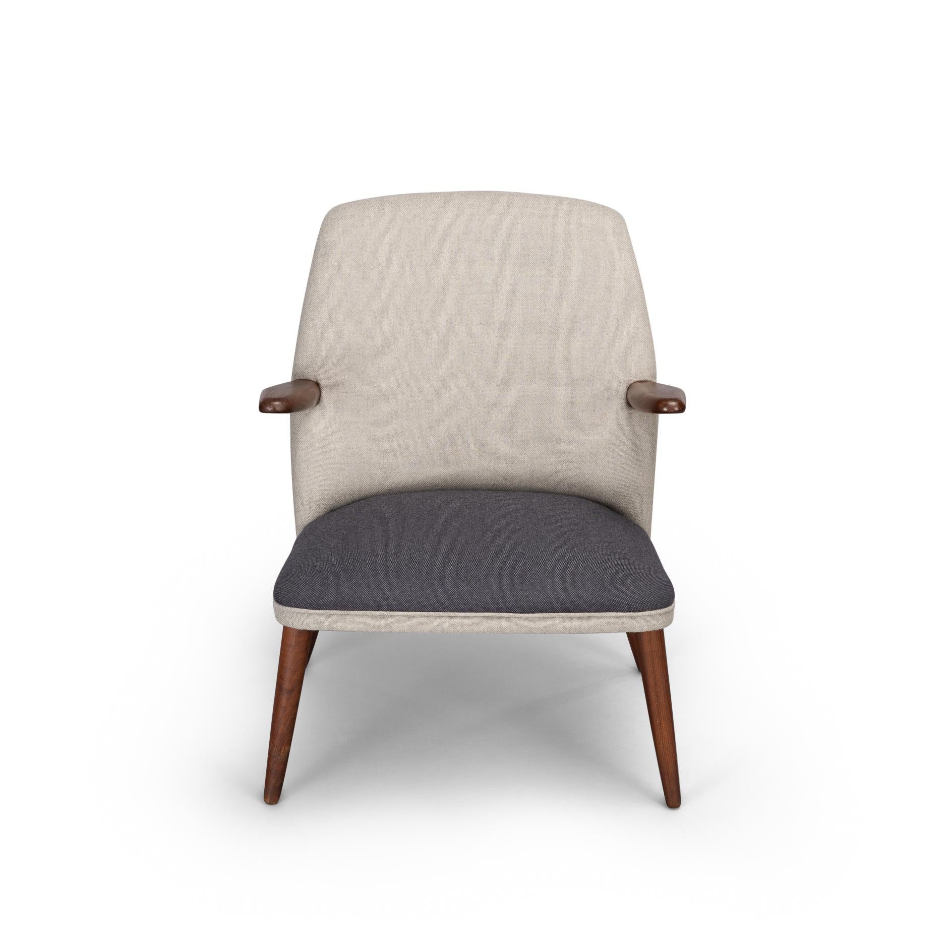 Danish Design Armchair Reupholstered In Twin Colour Pure Wool, 1960s 5