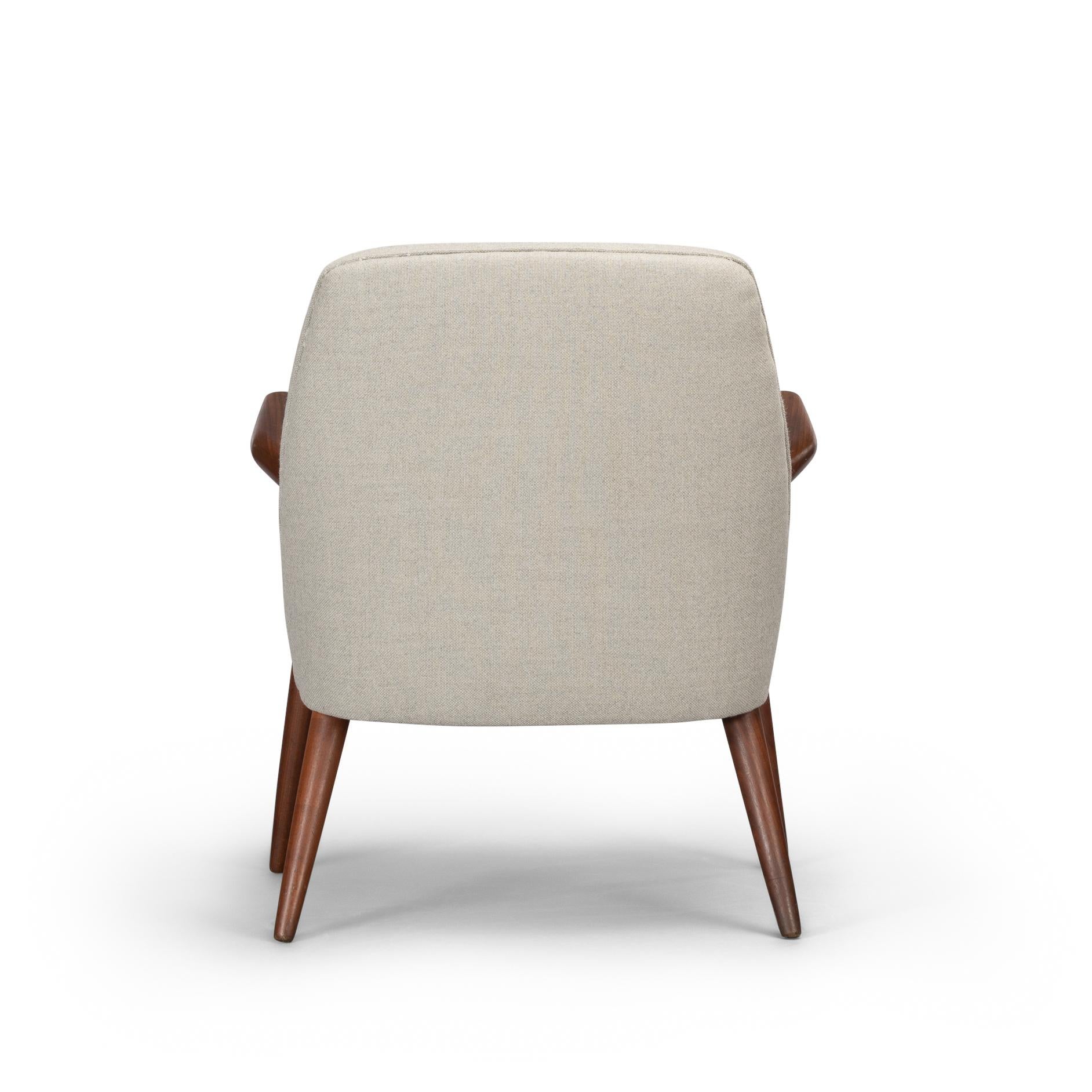 Danish Design Armchair Reupholstered In Twin Colour Pure Wool, 1960s 1