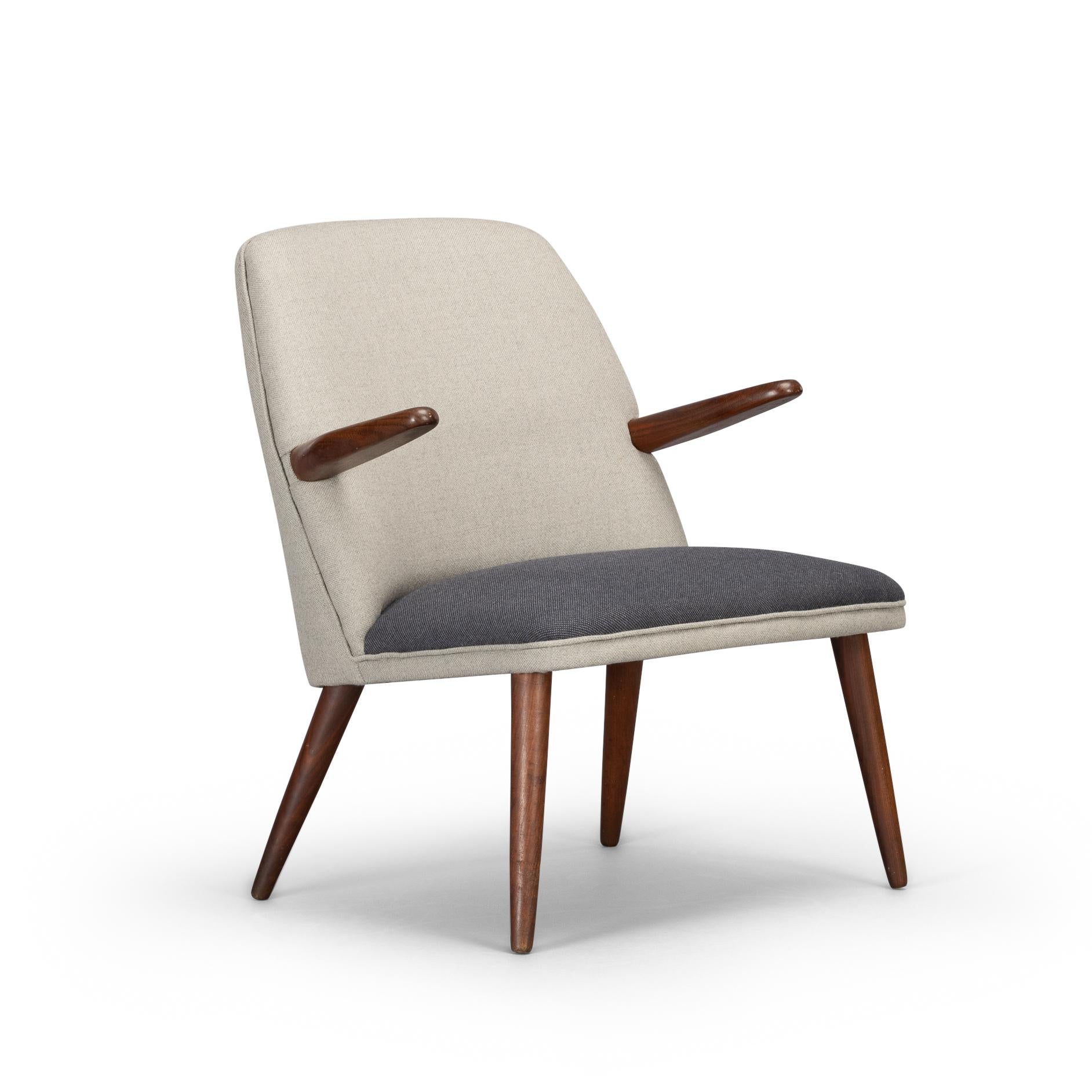 Danish Design Armchair Reupholstered In Twin Colour Pure Wool, 1960s 4