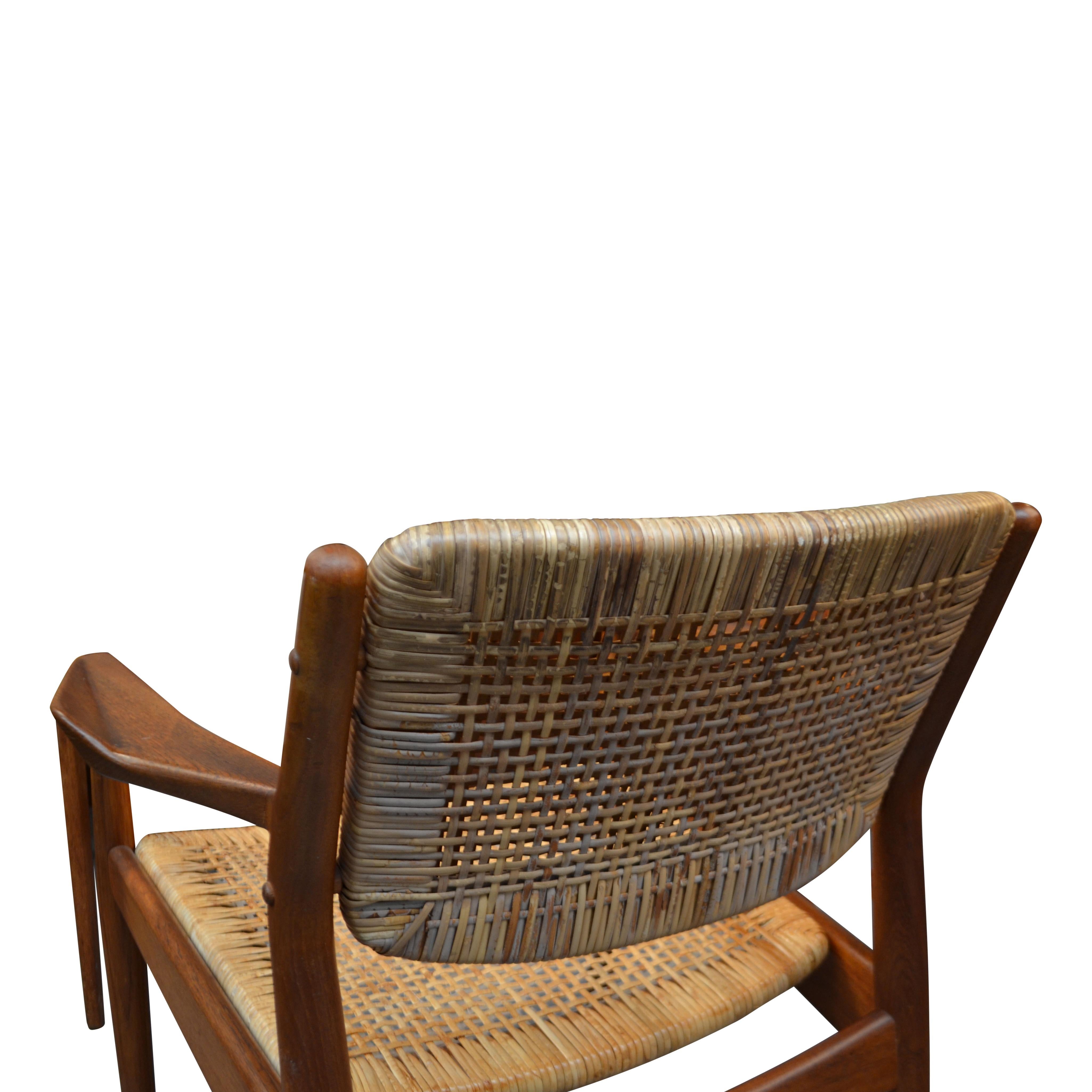 Danish Design Arne Vodder Model 51 Teak/Rattan Armrest Chair In Good Condition In VENLO, LI