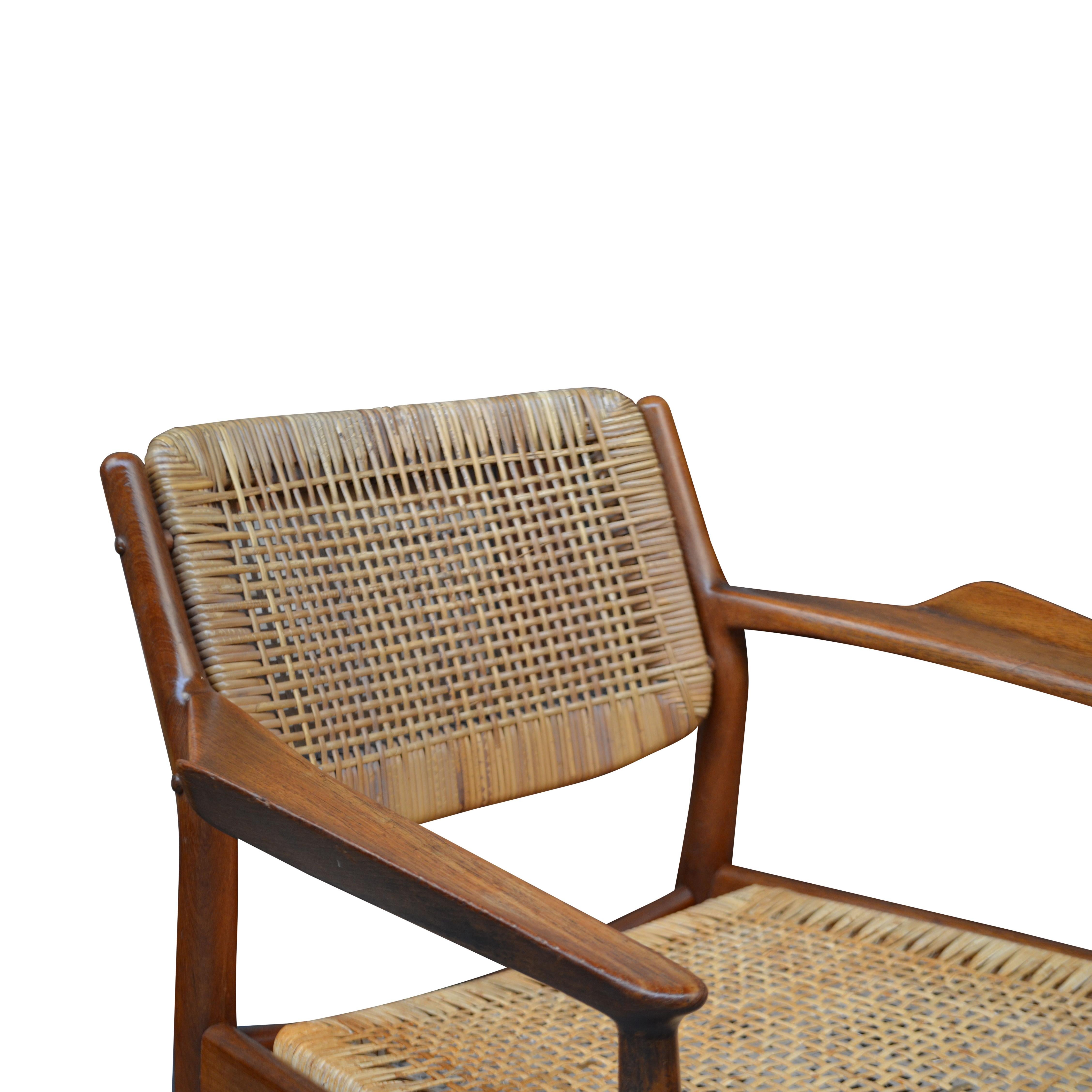 Mid-20th Century Danish Design Arne Vodder Model 51 Teak/Rattan Armrest Chair