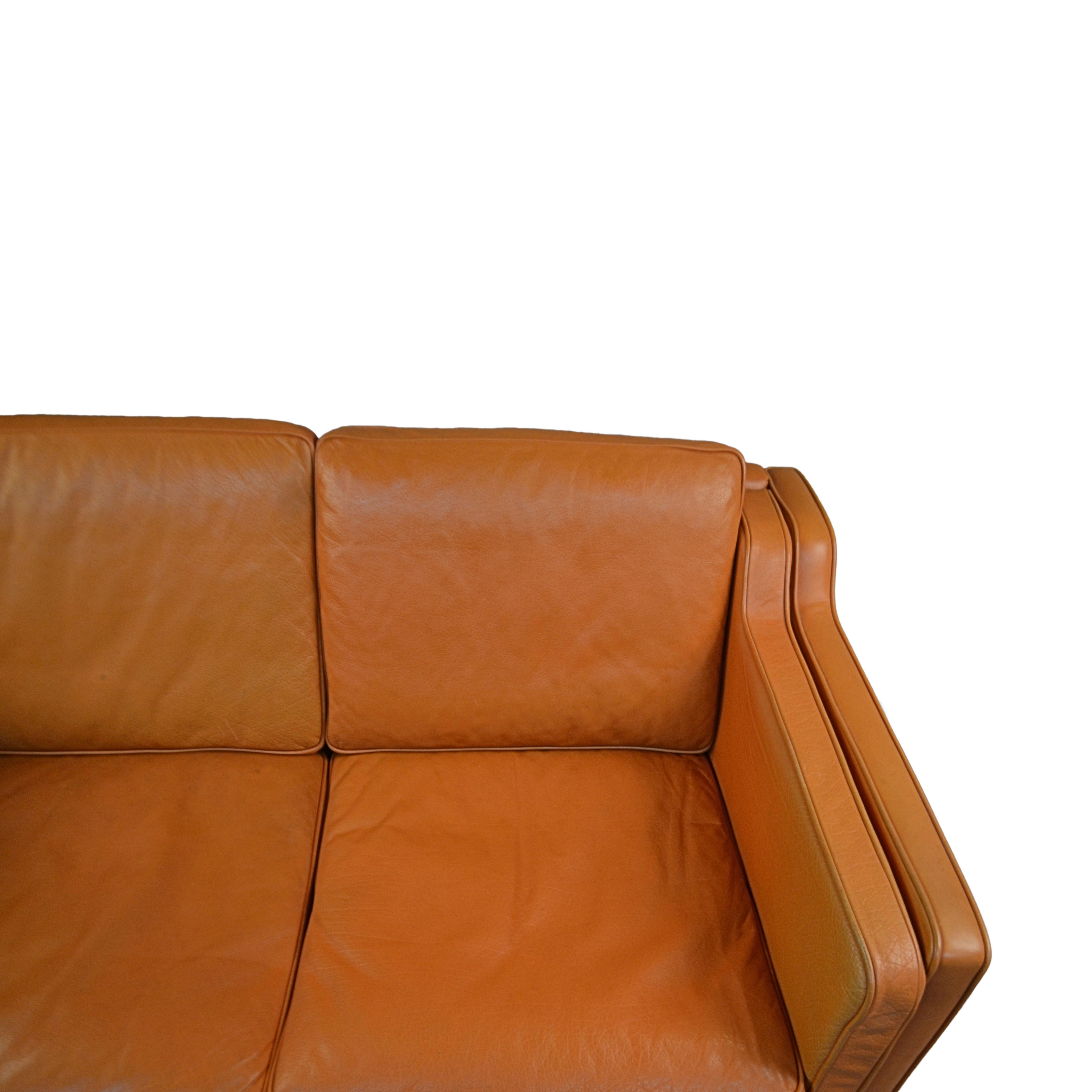 Mid-20th Century Danish Design Børge Mogensen Style Leather 2-Seater Sofa