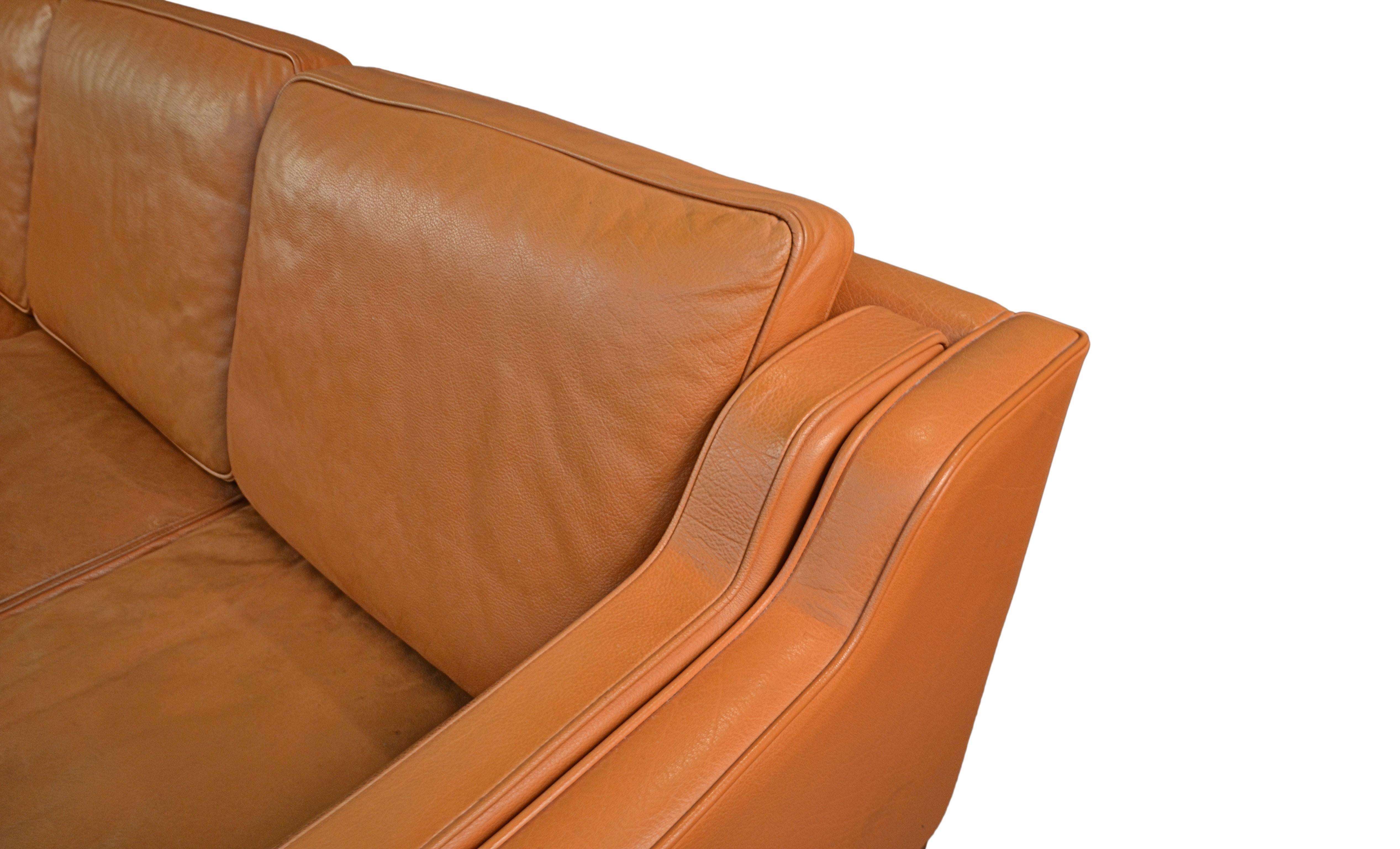 Danish Design Børge Mogensen Style Leather 2-Seater Sofa 1