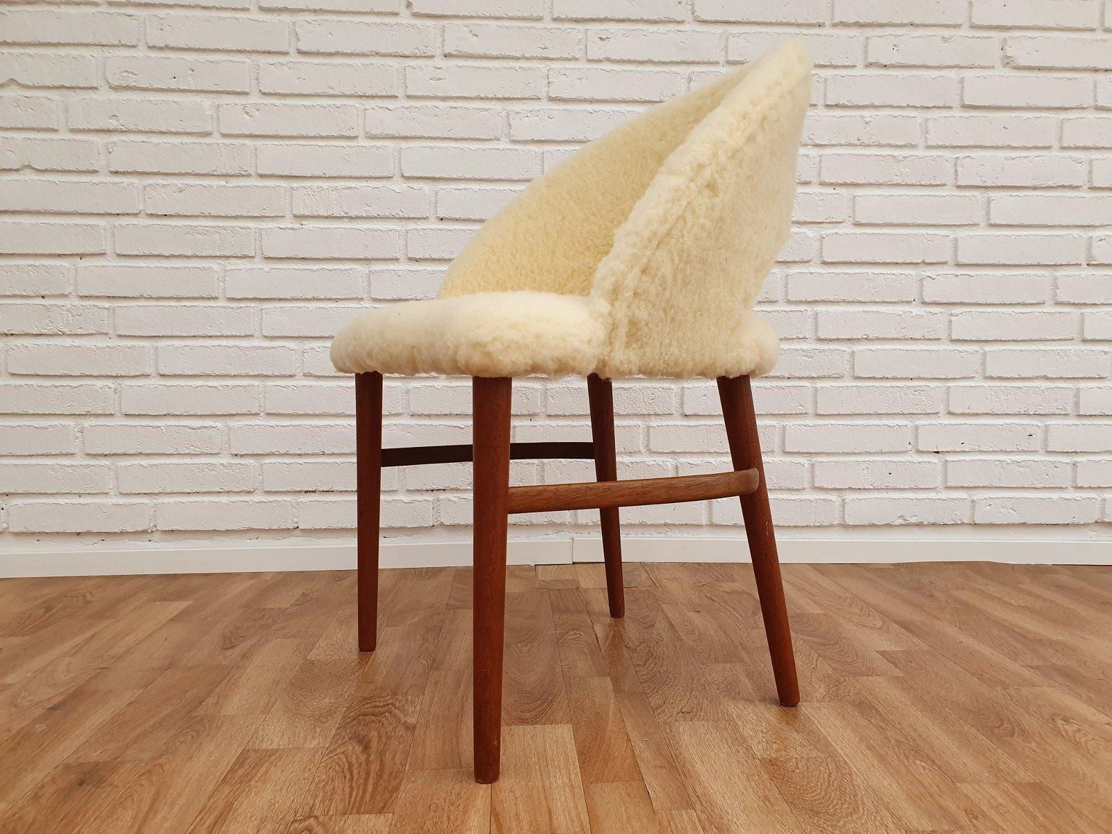 Danish design by Frode Holm, make up chair, 60s, completely reupholstered For Sale 5