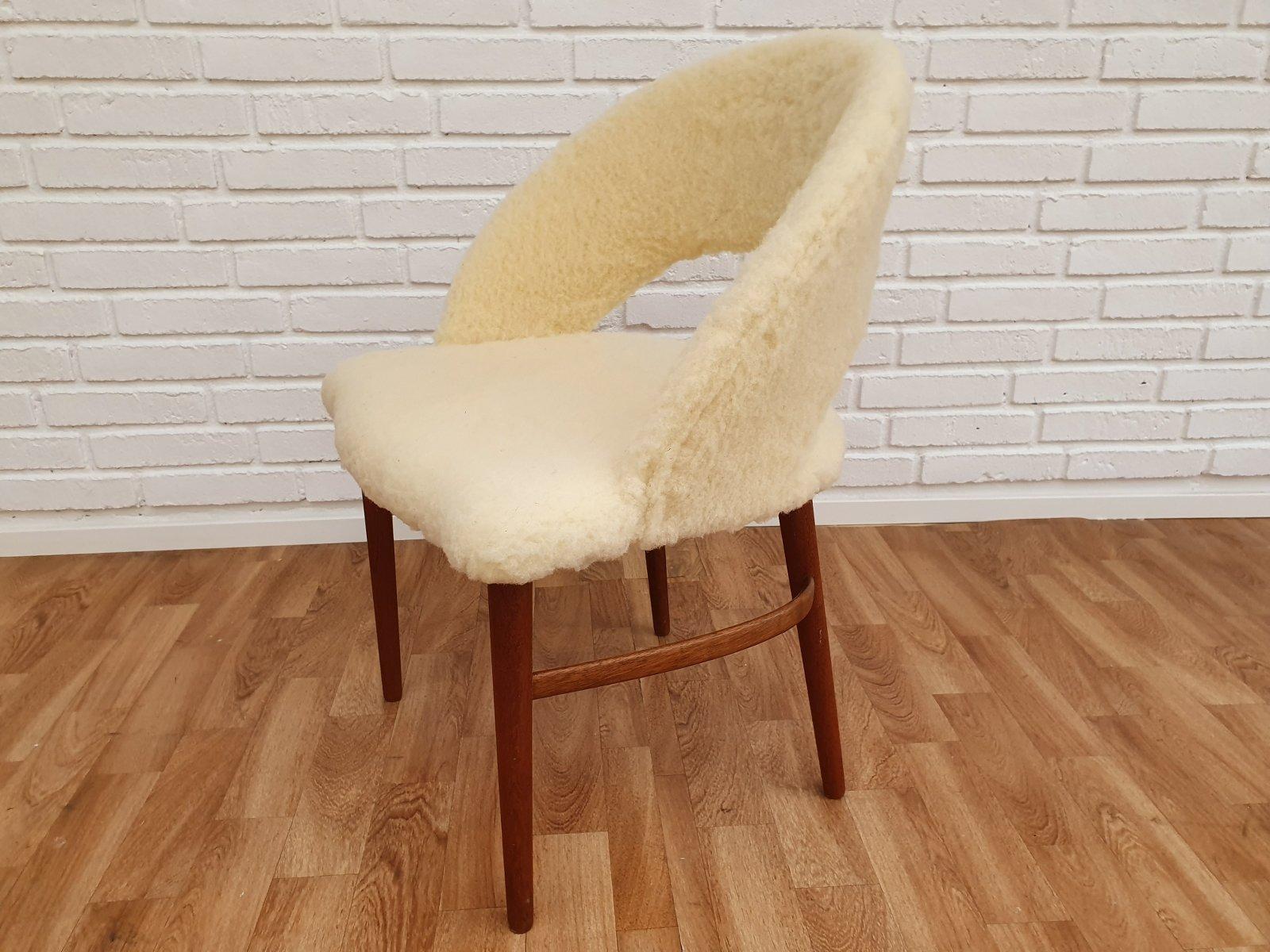 Diseño danés de Frode Holm, silla de maquillaje, años 60, completamente retapizada en venta 4