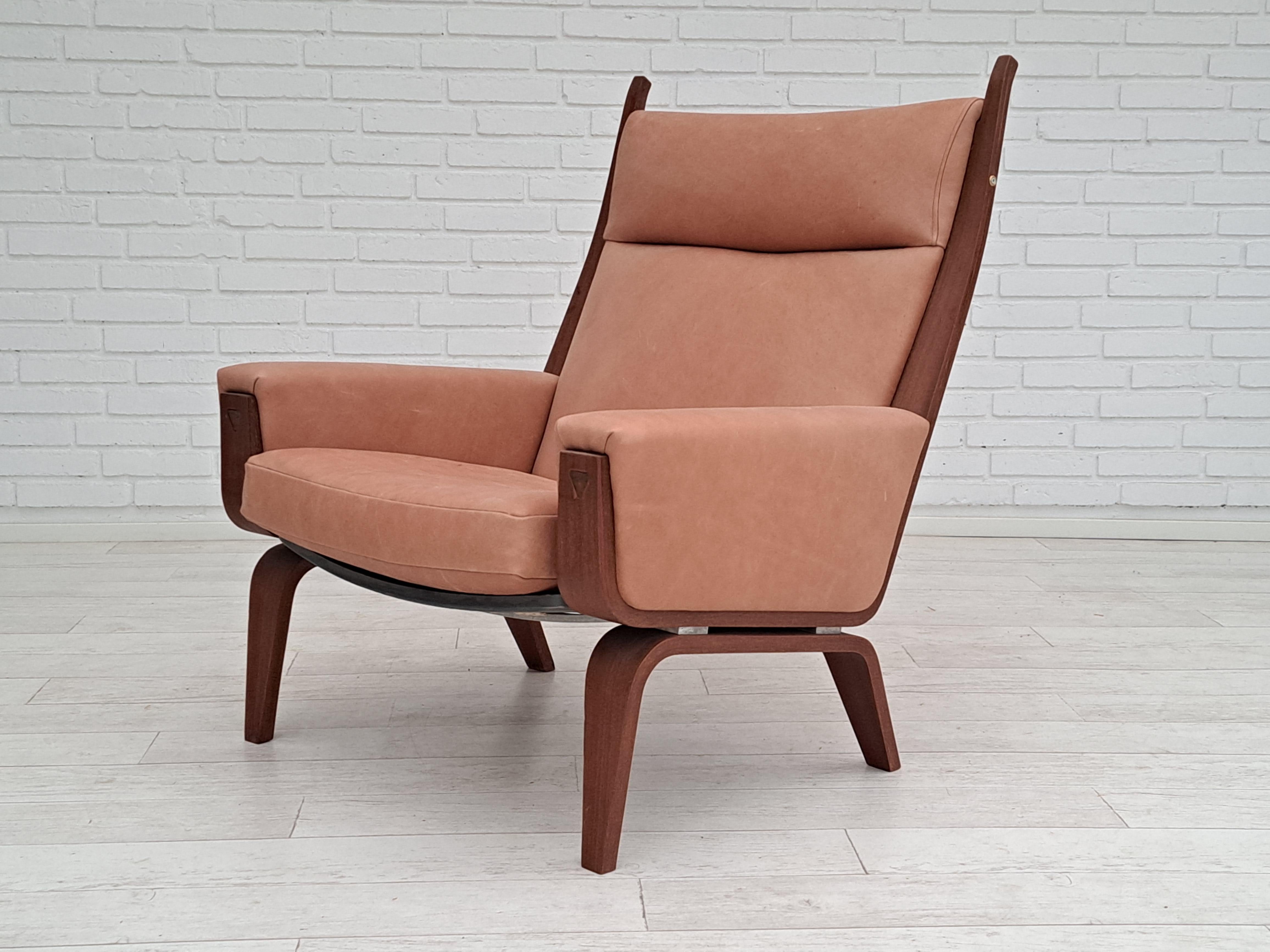 Danish Design by H.J.Wegner, GE501A, 70s, Teak Wood, Leather In Excellent Condition In Tarm, 82