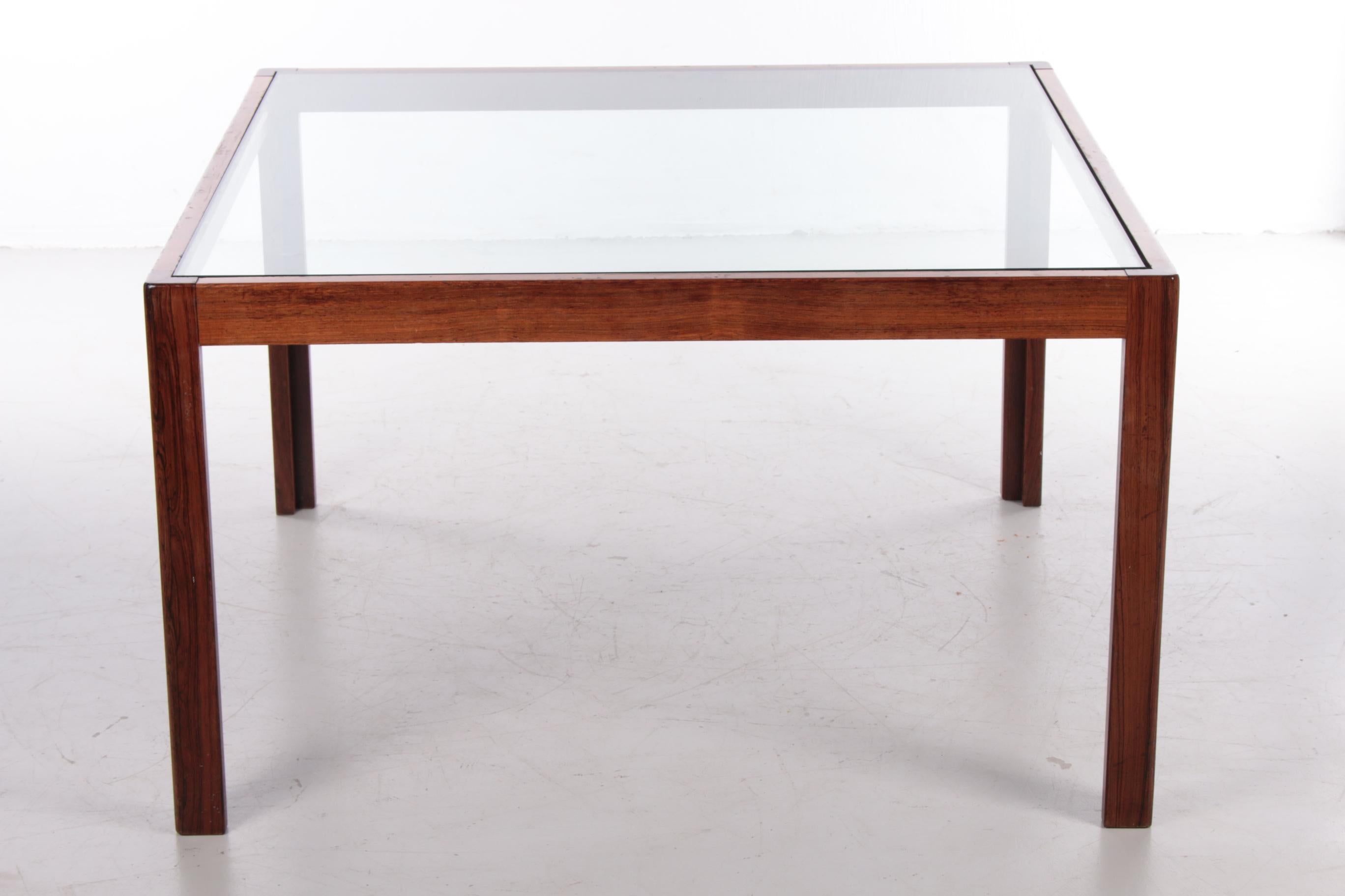 Danish Design Coffee Table wood with Glass, 1960s 5