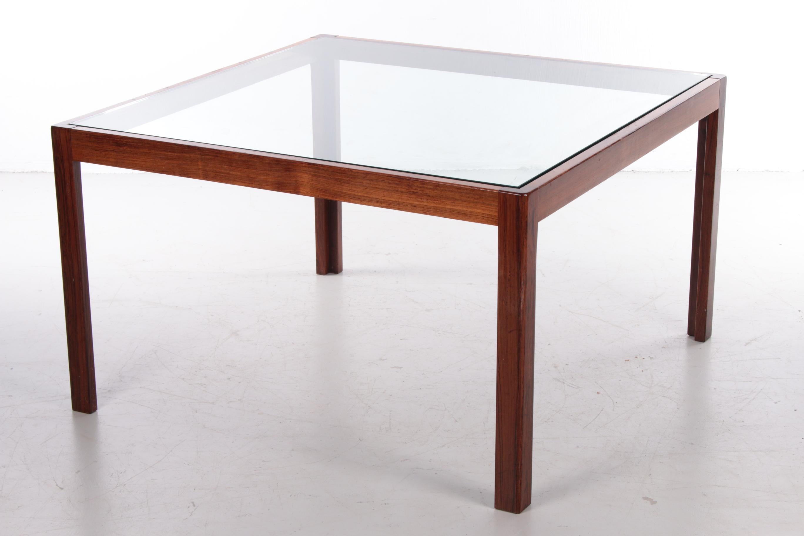 Scandinavian Modern Danish Design Coffee Table wood with Glass, 1960s
