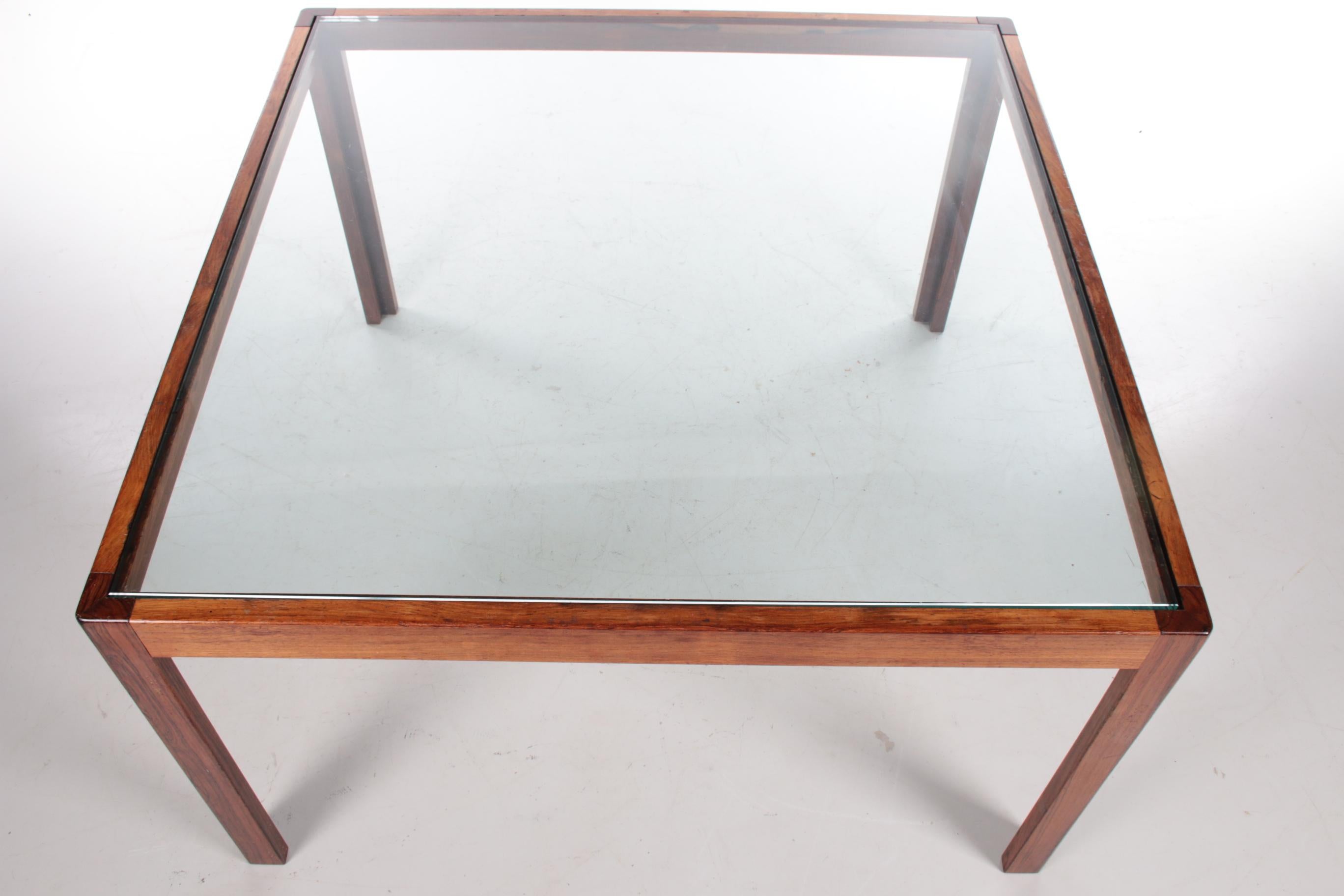 Mid-20th Century Danish Design Coffee Table wood with Glass, 1960s