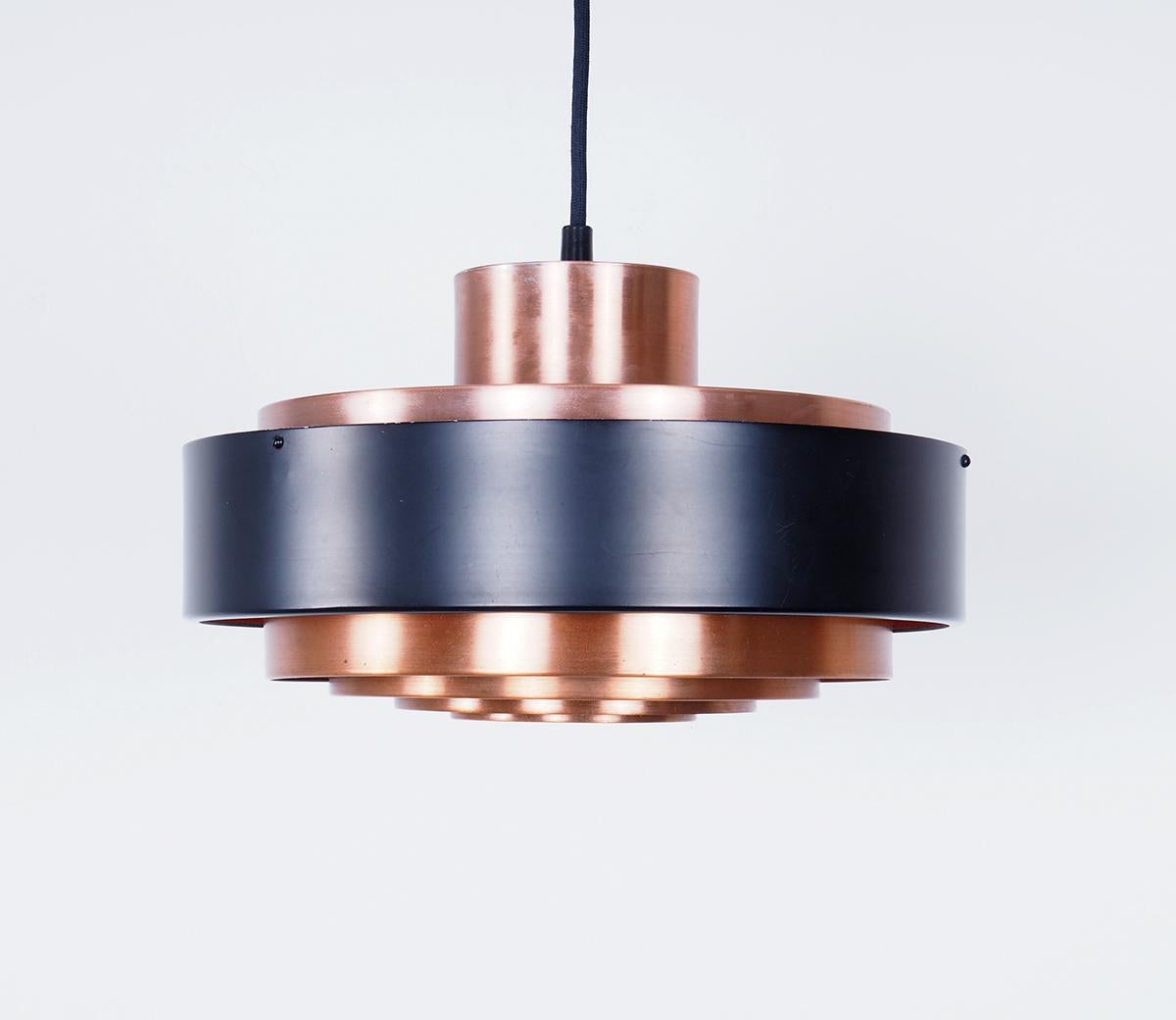 Scandinavian Modern Danish design copper layered hanging Lamp, 1960s  For Sale