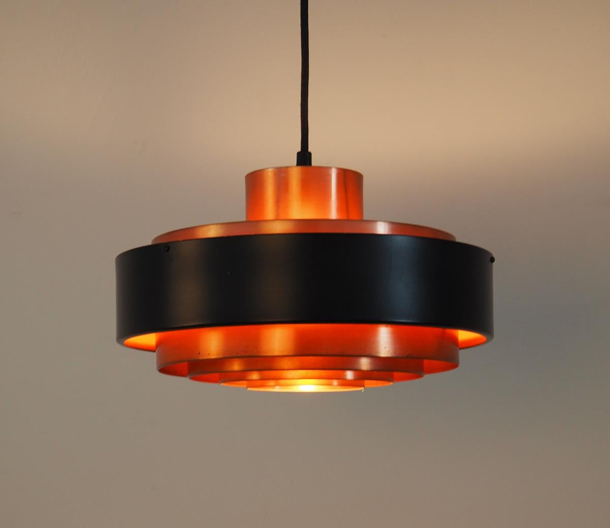 Metal Danish design copper layered hanging Lamp, 1960s  For Sale