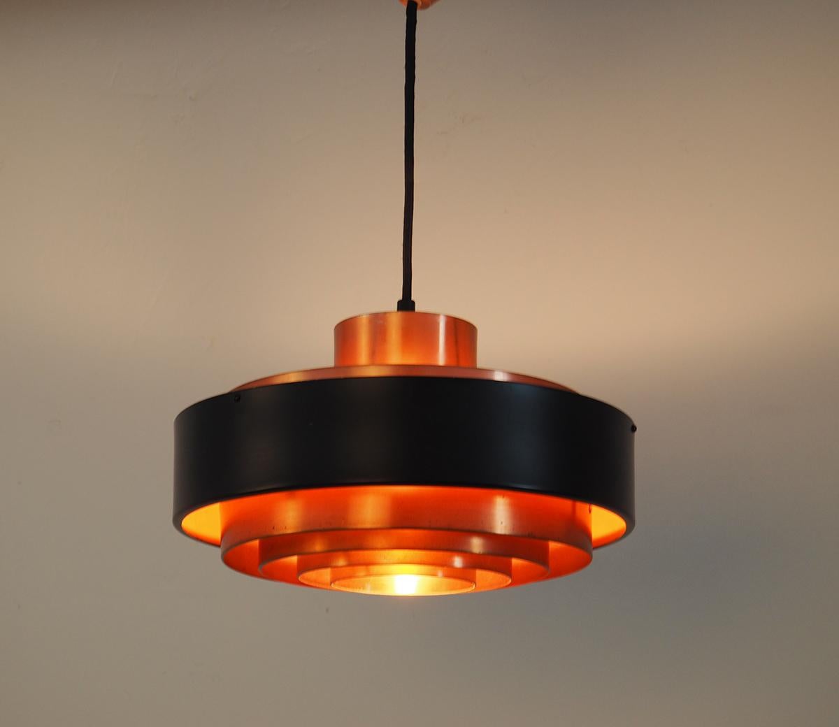 Danish design copper layered hanging Lamp, 1960s  For Sale 1