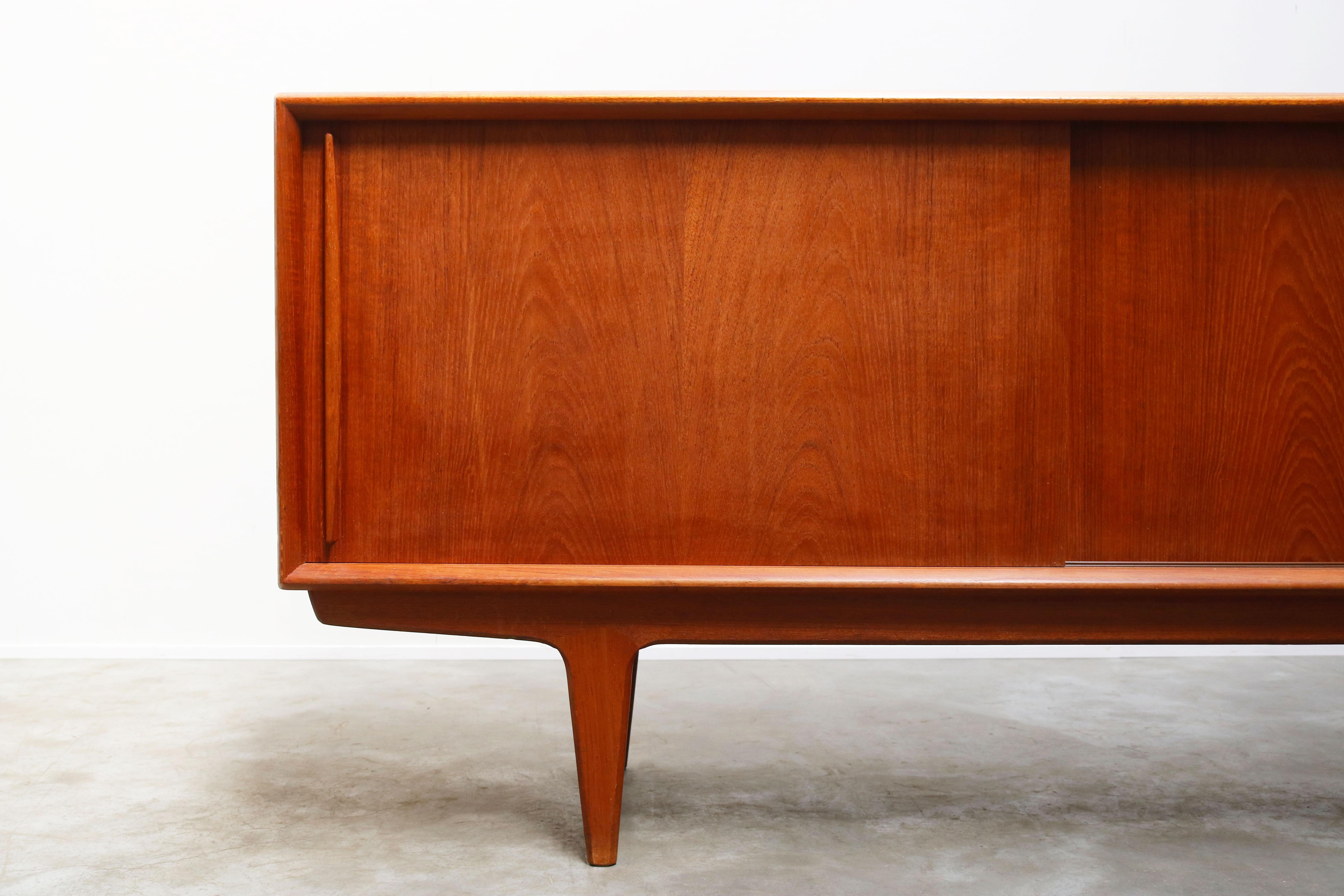 Danish Design Credenza / Sideboard by Bernhard Pedersen in Teak 1950 Brown Beige For Sale 2