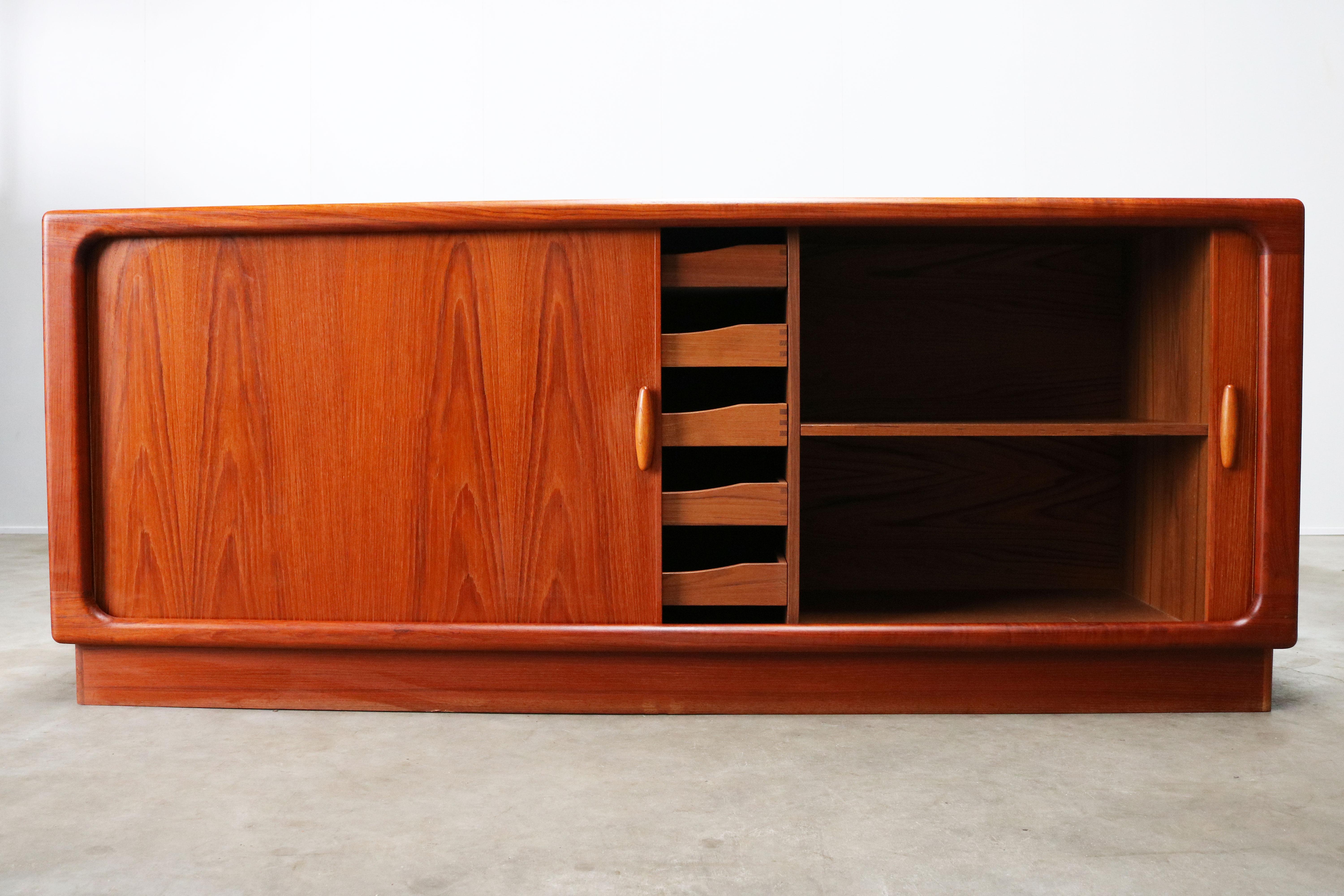 Mid-Century Modern Danish Design Credenza / Sideboard by Dyrlund 1950s Teak Organic Tambour Doors