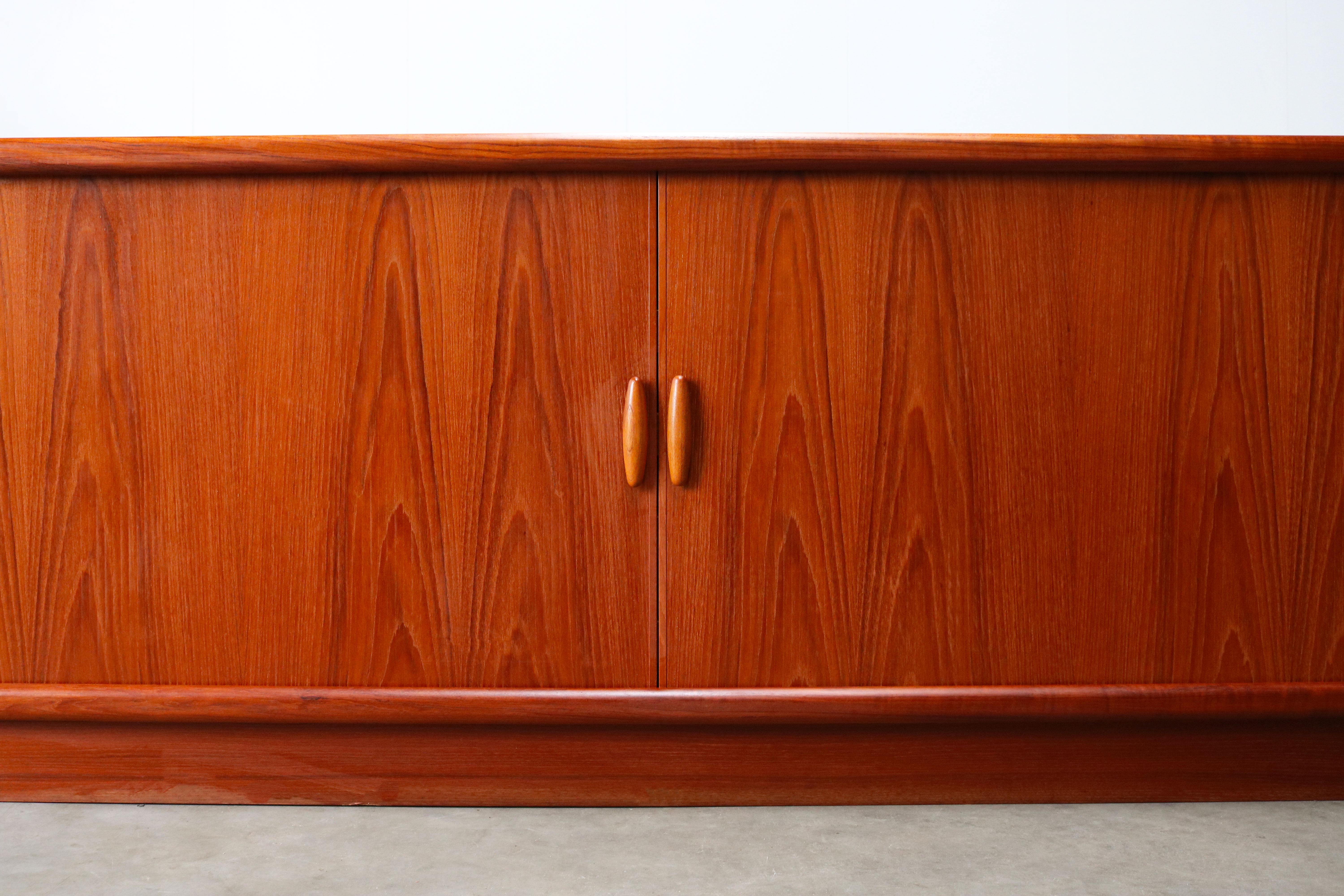 Danish Design Credenza / Sideboard by Dyrlund 1950s Teak Organic Tambour Doors 2