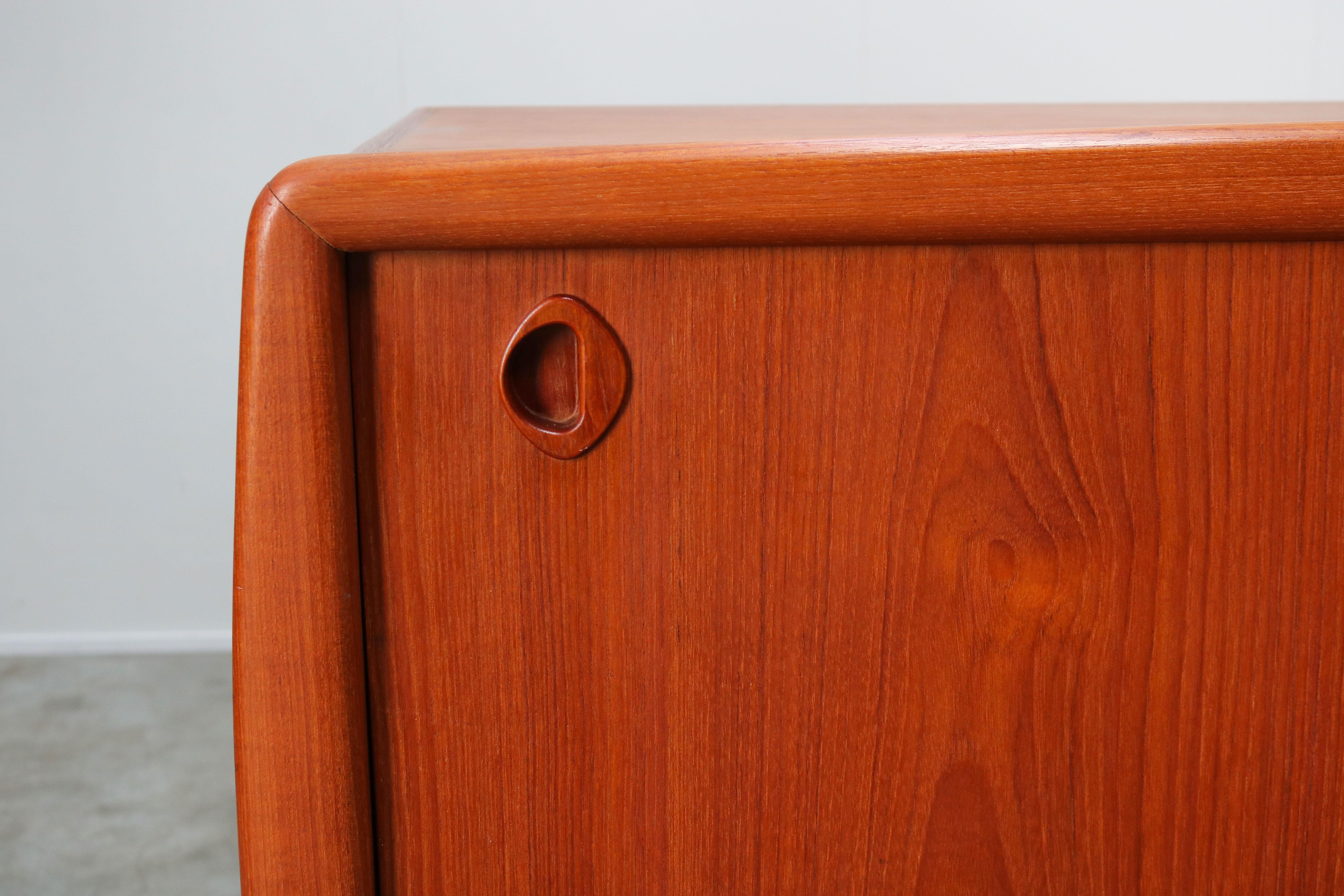 Danish Design Credenza or Sideboard in Sculpted Teak by H.P. Hansen 1950s Brown 2