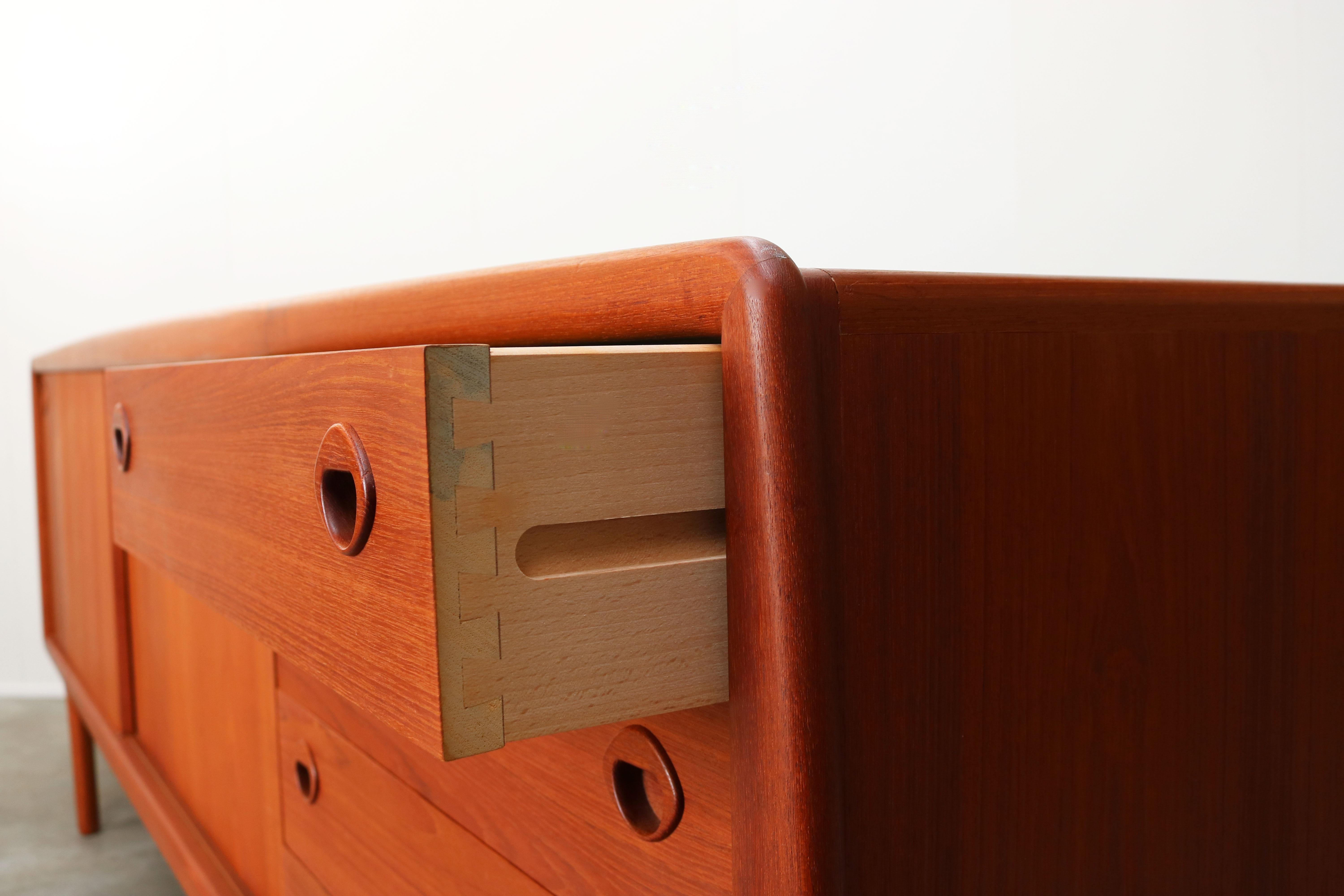 Danish Design Credenza or Sideboard in Sculpted Teak by H.P. Hansen 1950s Brown 5