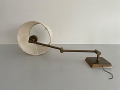 Danish Design Fabric Shade and Brass Adjustable Neck Wall Lamp, 1970s, Denmark
