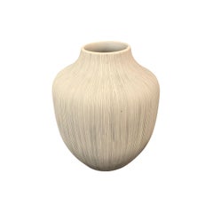 Fine Black Stripe On White Porcelain Vase, Thailand, Contemporary