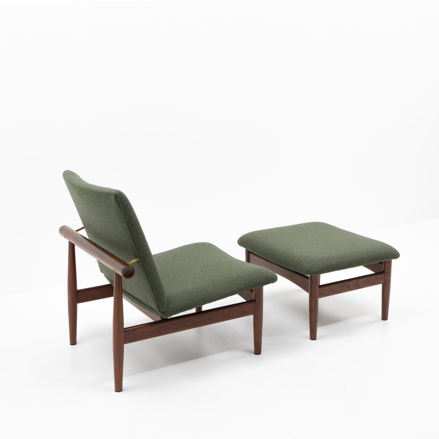 Mid-Century Modern Danish Design Finn Juhl Lounge Chair and Ottoman, Japan Series For Sale
