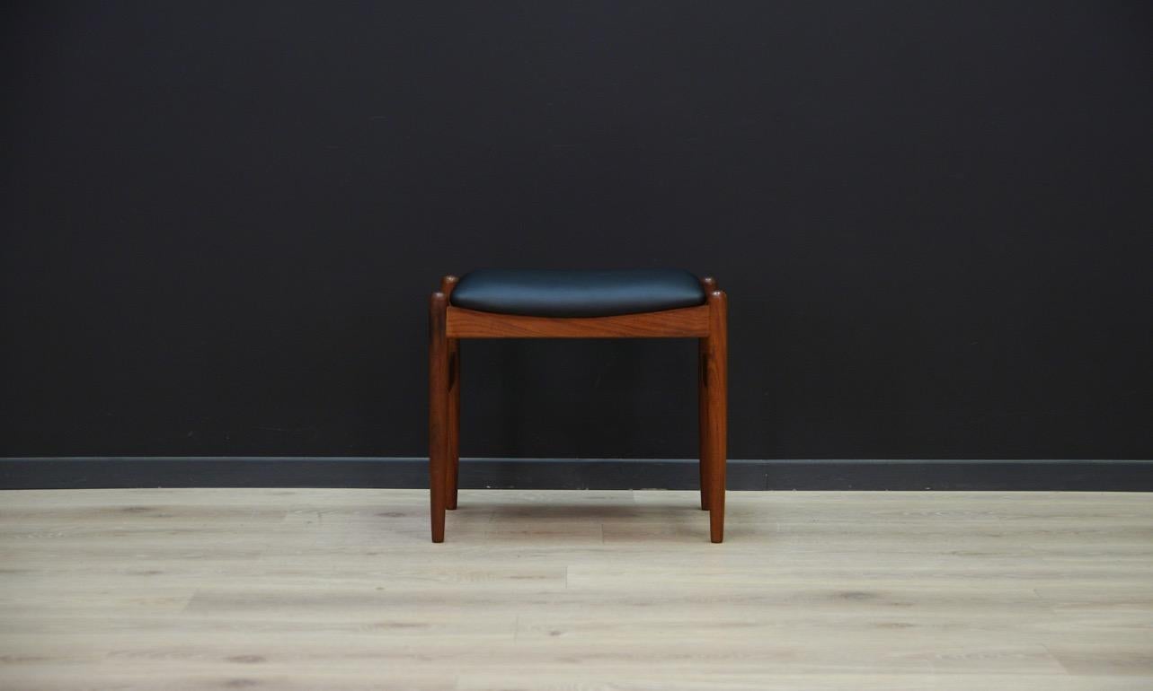 Great stool from the 1960s-1970s - Minimalist form. New upholstery (eco-leather), teak construction. Preserved in good condition (minor scratches) - directly for use.

Dimensions: height 43 cm, width 43 cm, depth 37 cm.