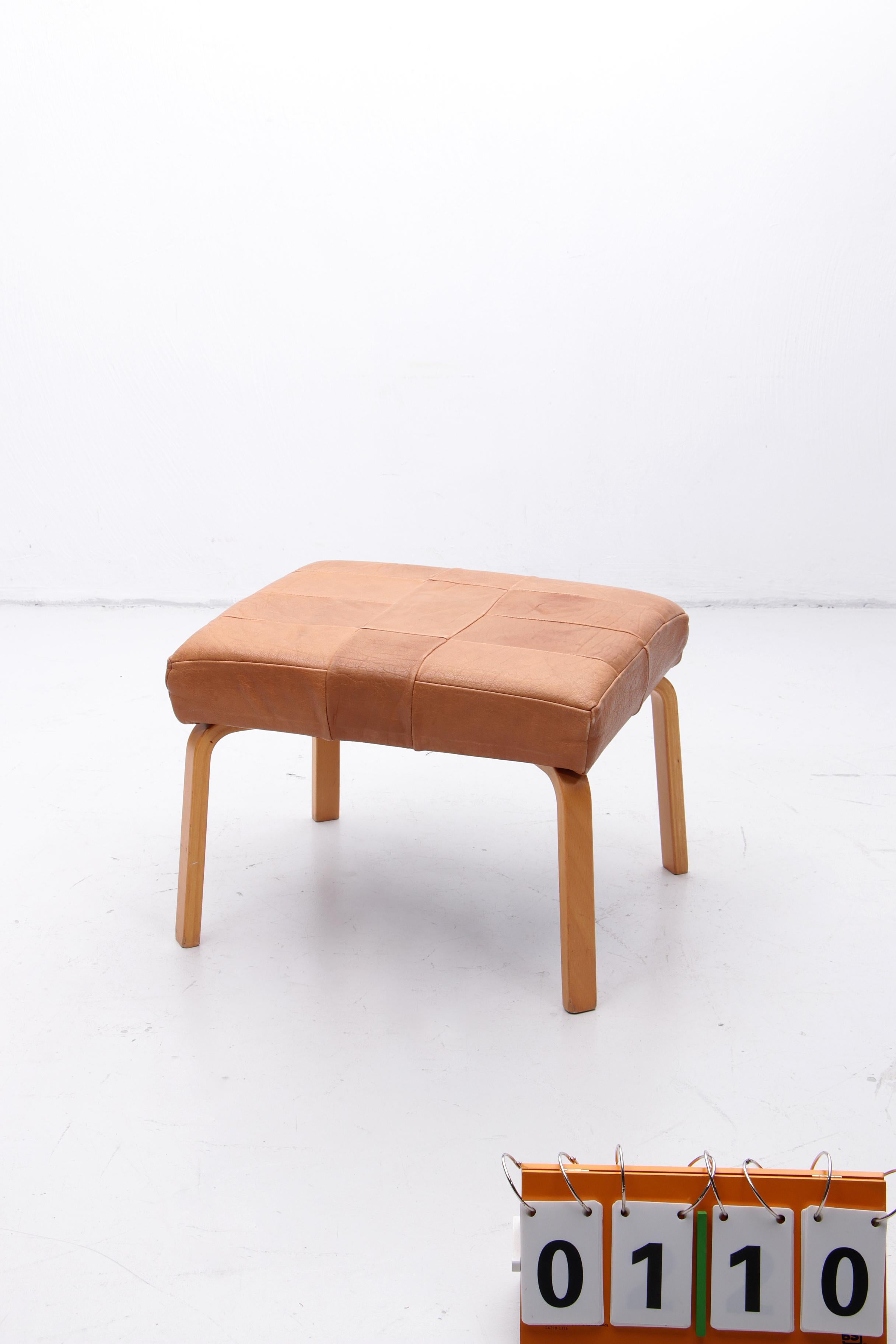 Danish Design Footstool Covered with Patchwork Leather, 1980 10