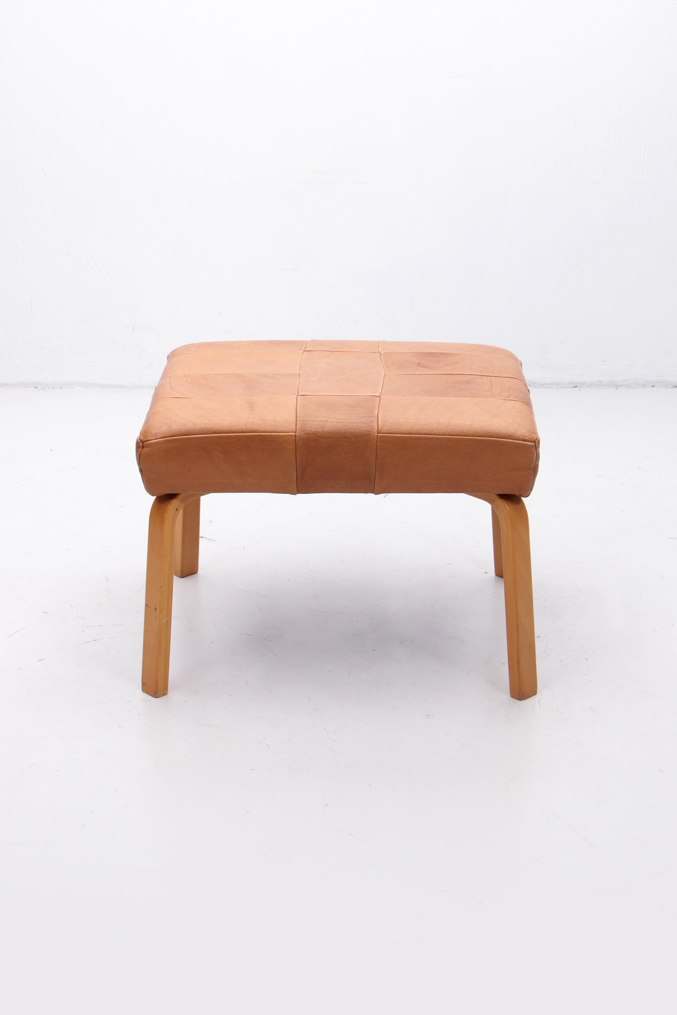 Danish Design Footstool Covered with Patchwork Leather, 1980 In Good Condition In Oirlo, LI