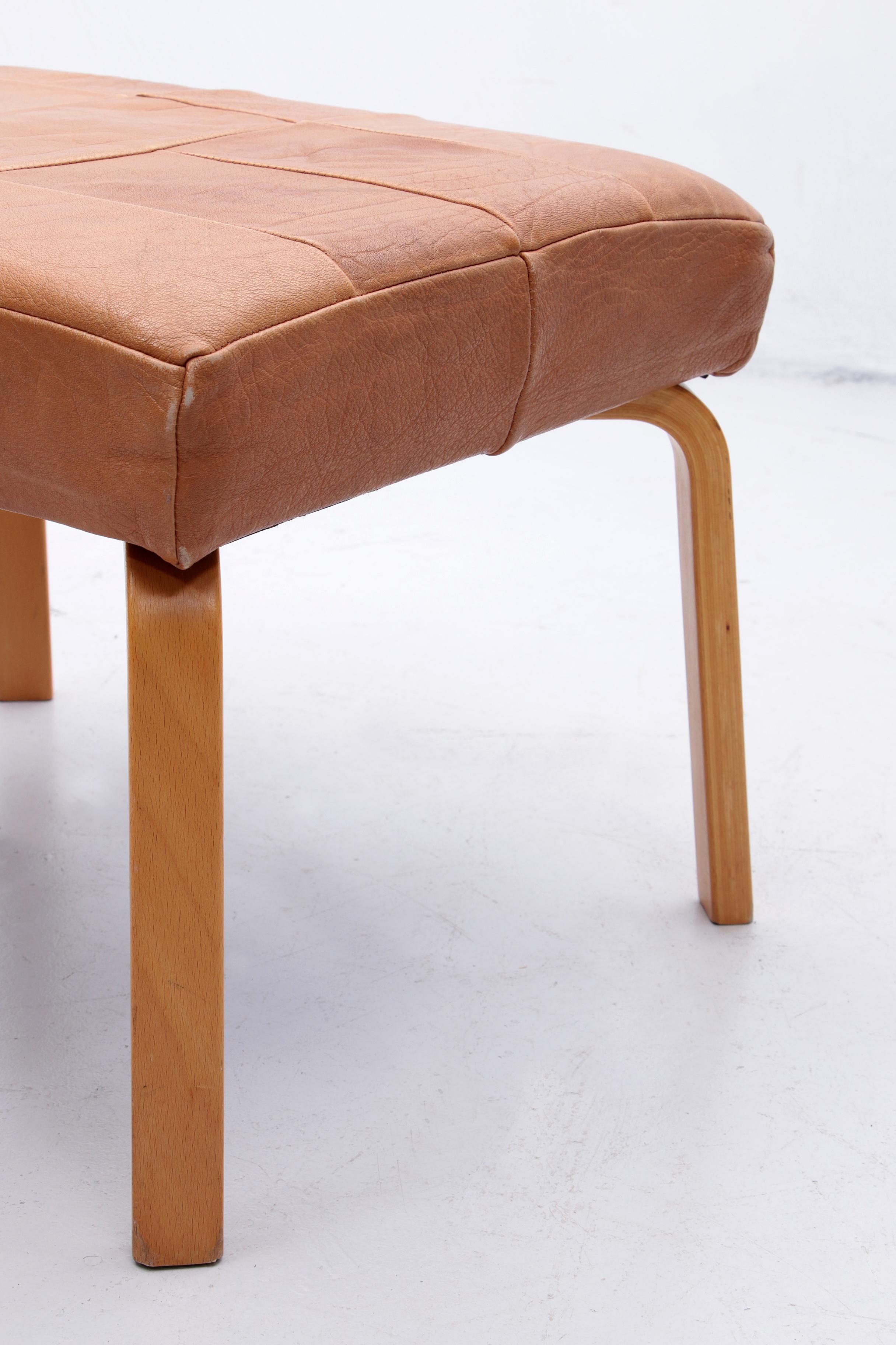 Danish Design Footstool Covered with Patchwork Leather, 1980 4