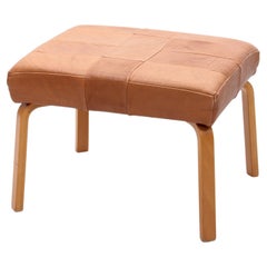 Danish Design Footstool Covered with Patchwork Leather, 1980