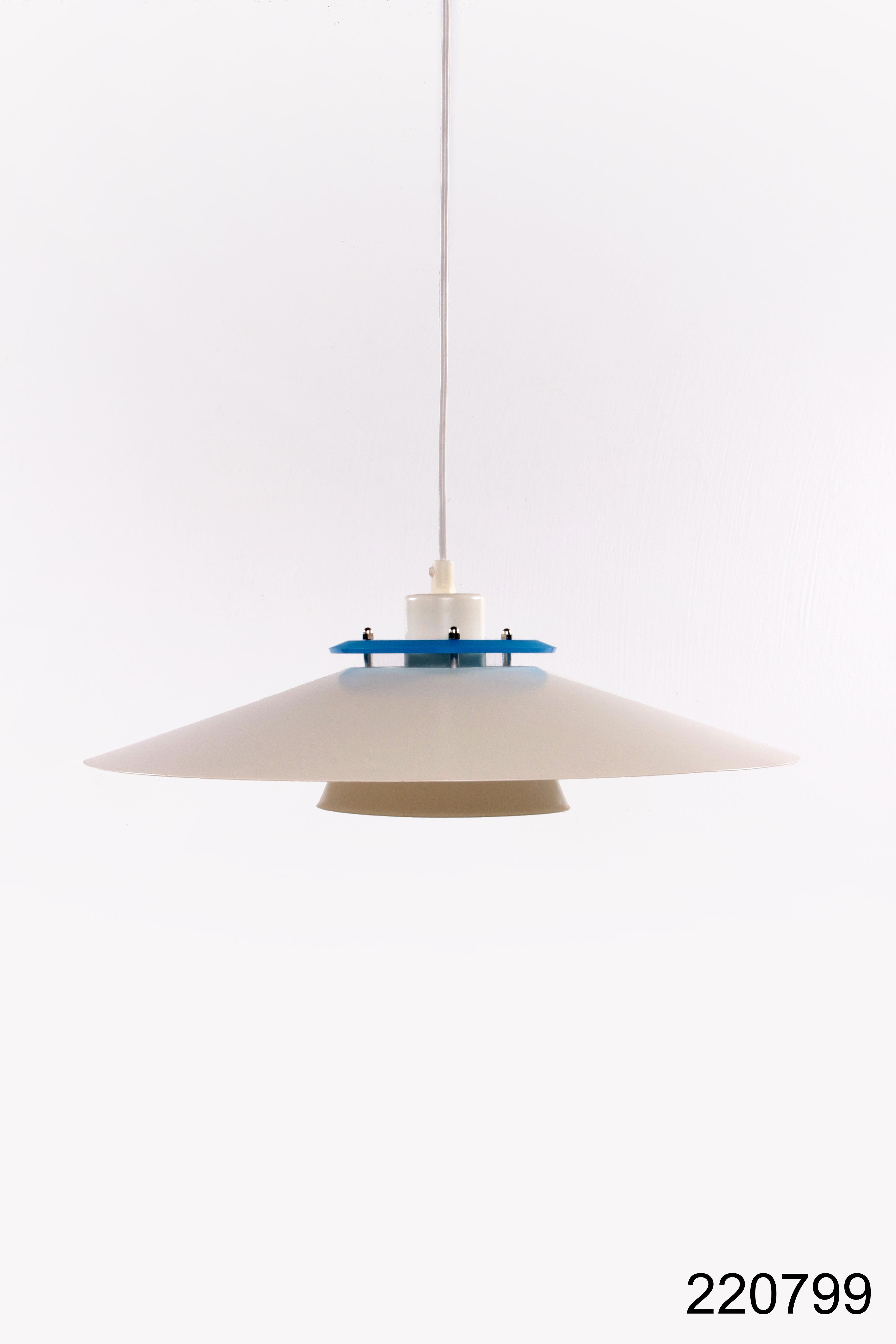 Danish Design Hanging lamp with blue edge 1970 Denmark. For Sale 8