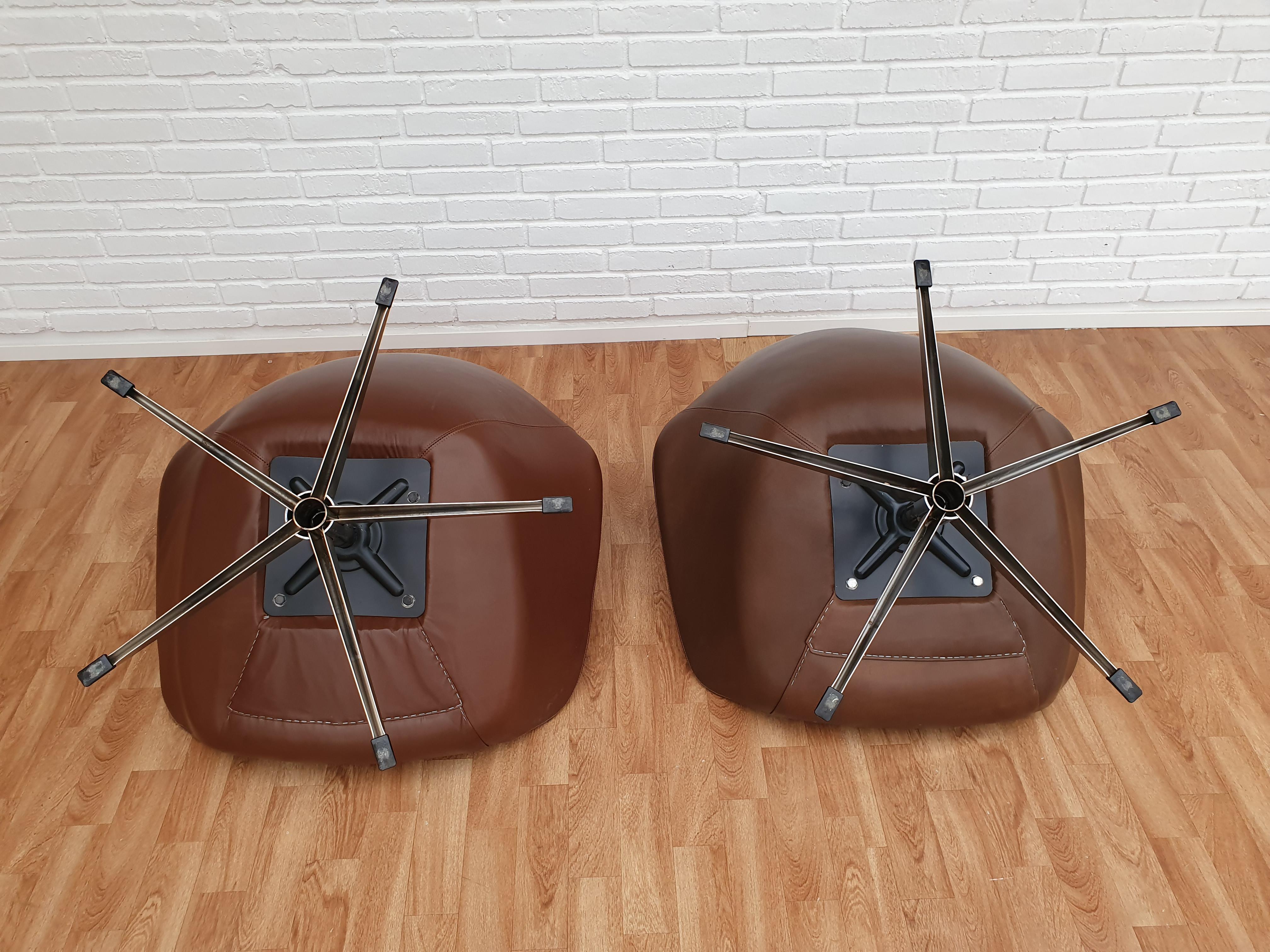 Danish Design, Henry Walter Klein, Pair of High-Backed Armchairs, Swivel Base For Sale 10