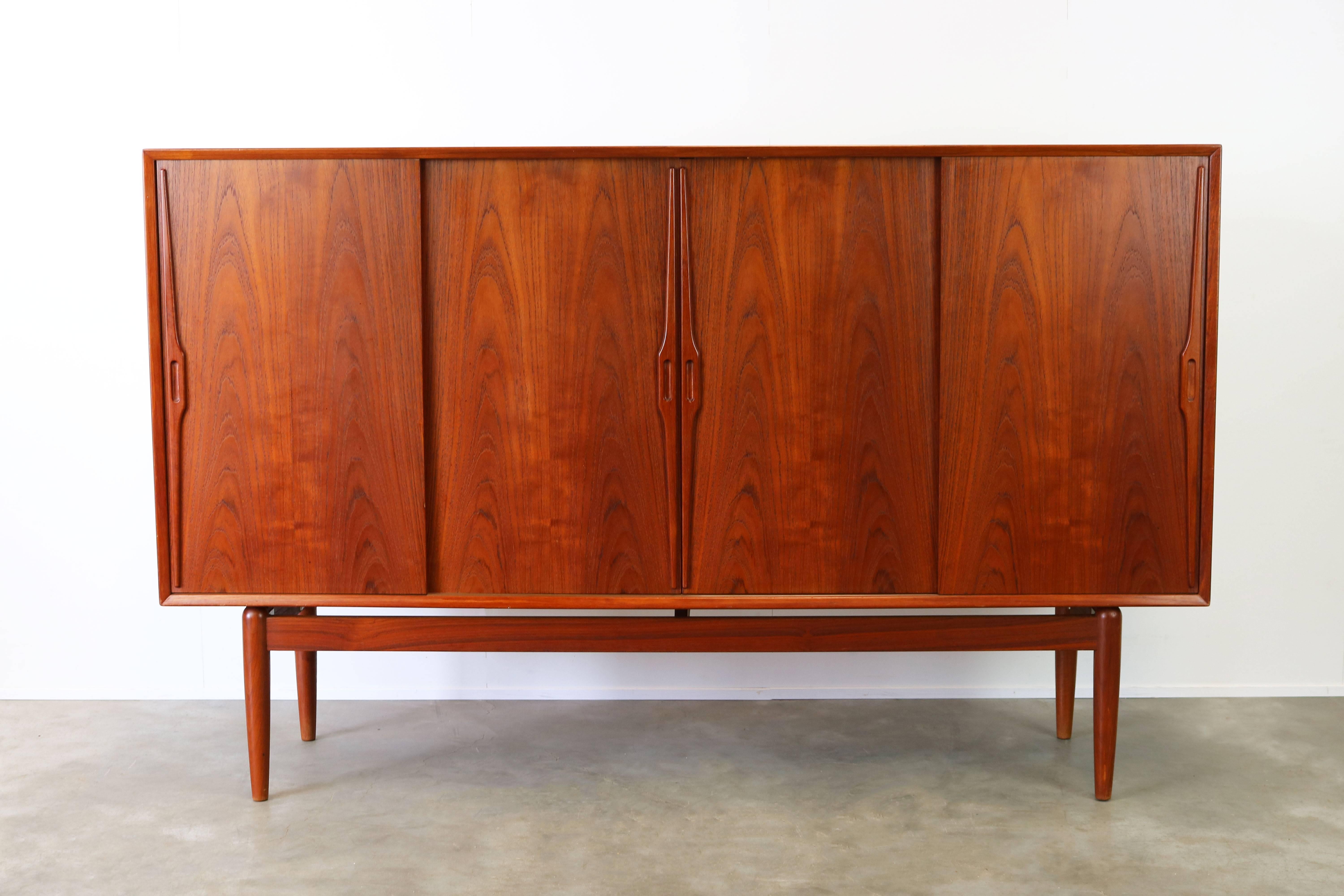 Danish Design Highboard / Cabinet by Gunni Omann in Sculpted Teak, 1950 7