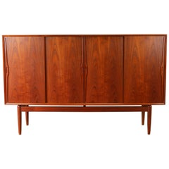 Danish Design Highboard / Cabinet by Gunni Omann in Sculpted Teak, 1950