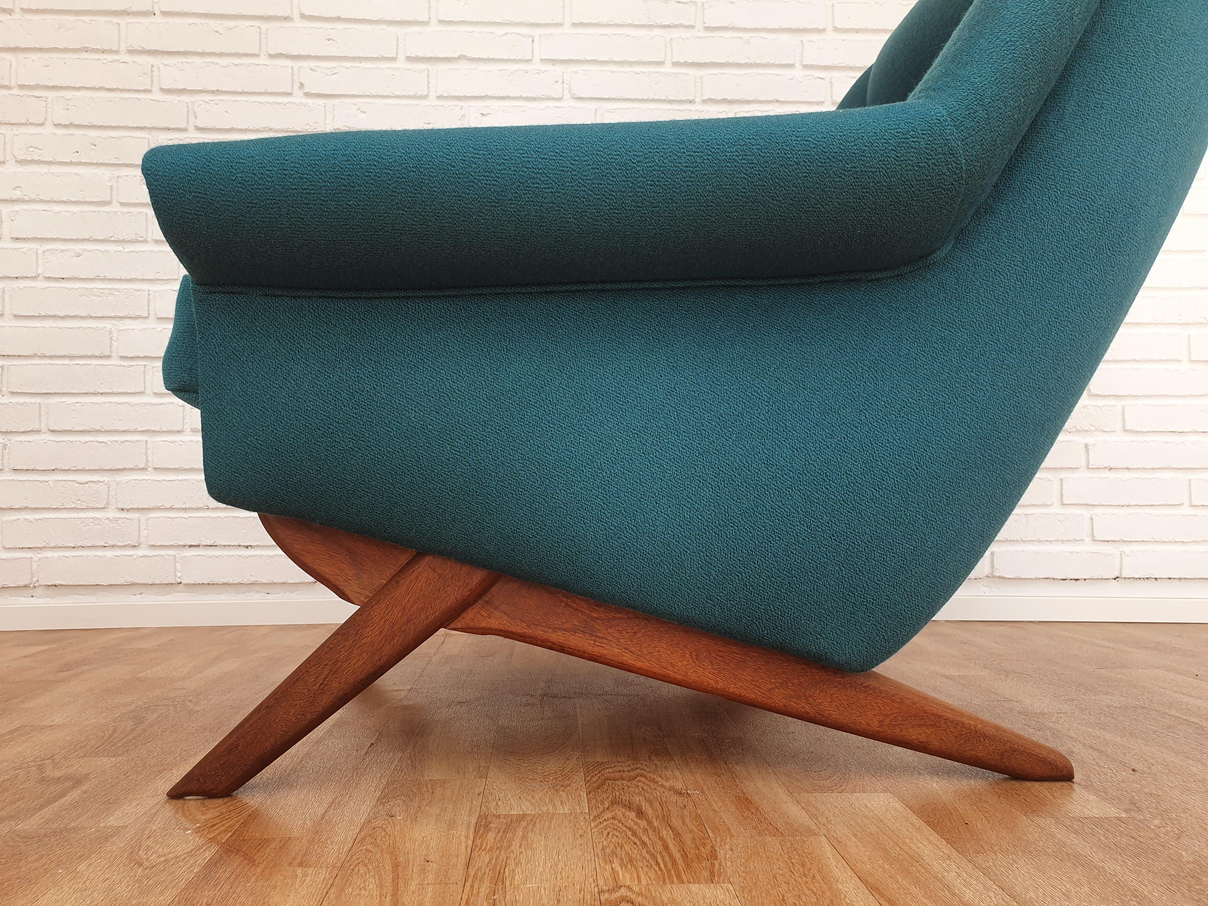 Wool Danish Design, Illum Wikkelsø, Armchair, 1970s, Completely Renovated For Sale
