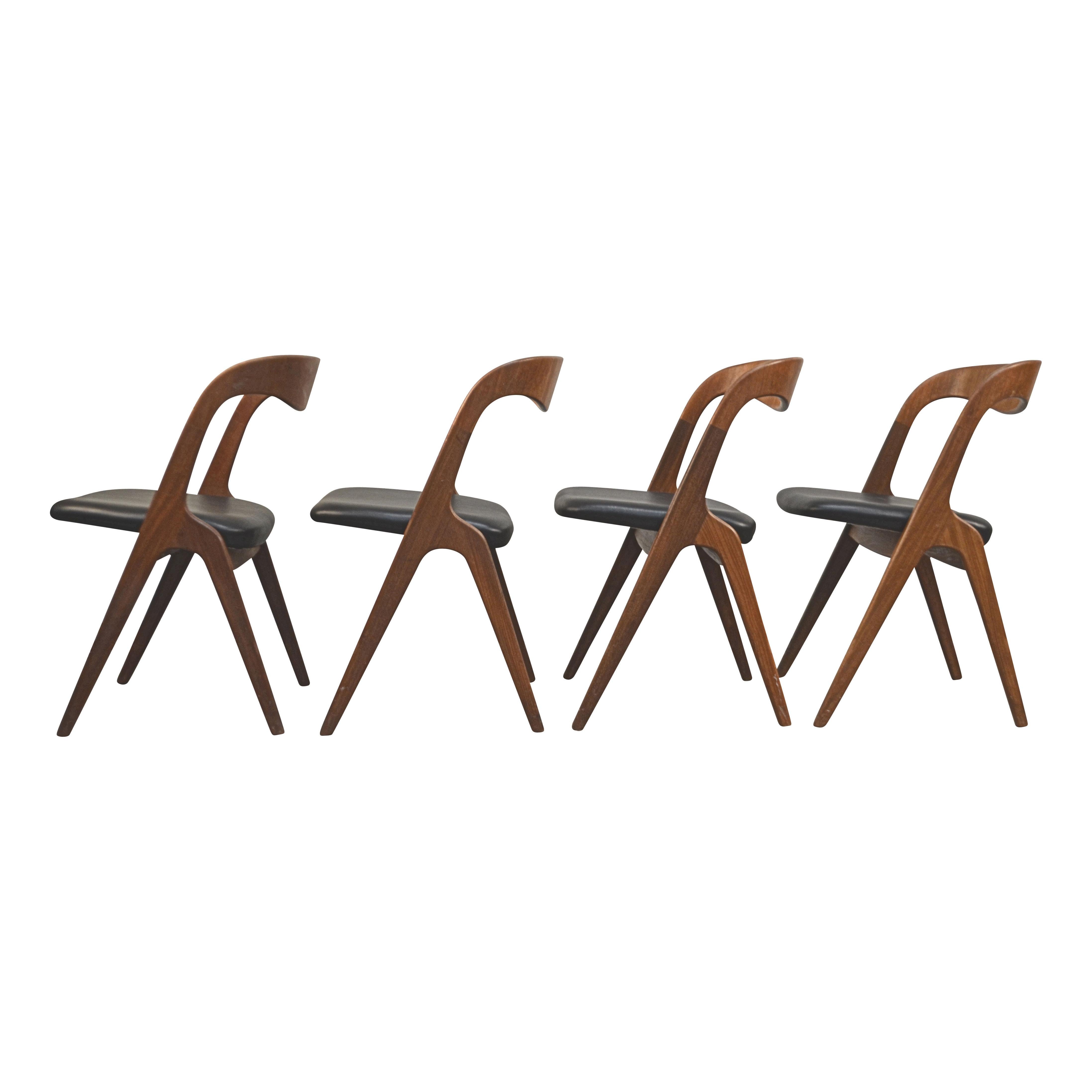 20th Century Danish Design Johannes Andersen Model Sonja Teak Dining Chairs, Set of Four