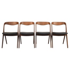 Chaises de salle à manger en teck modèle Sonja de Johannes Andersen, design danois, lot de quatre