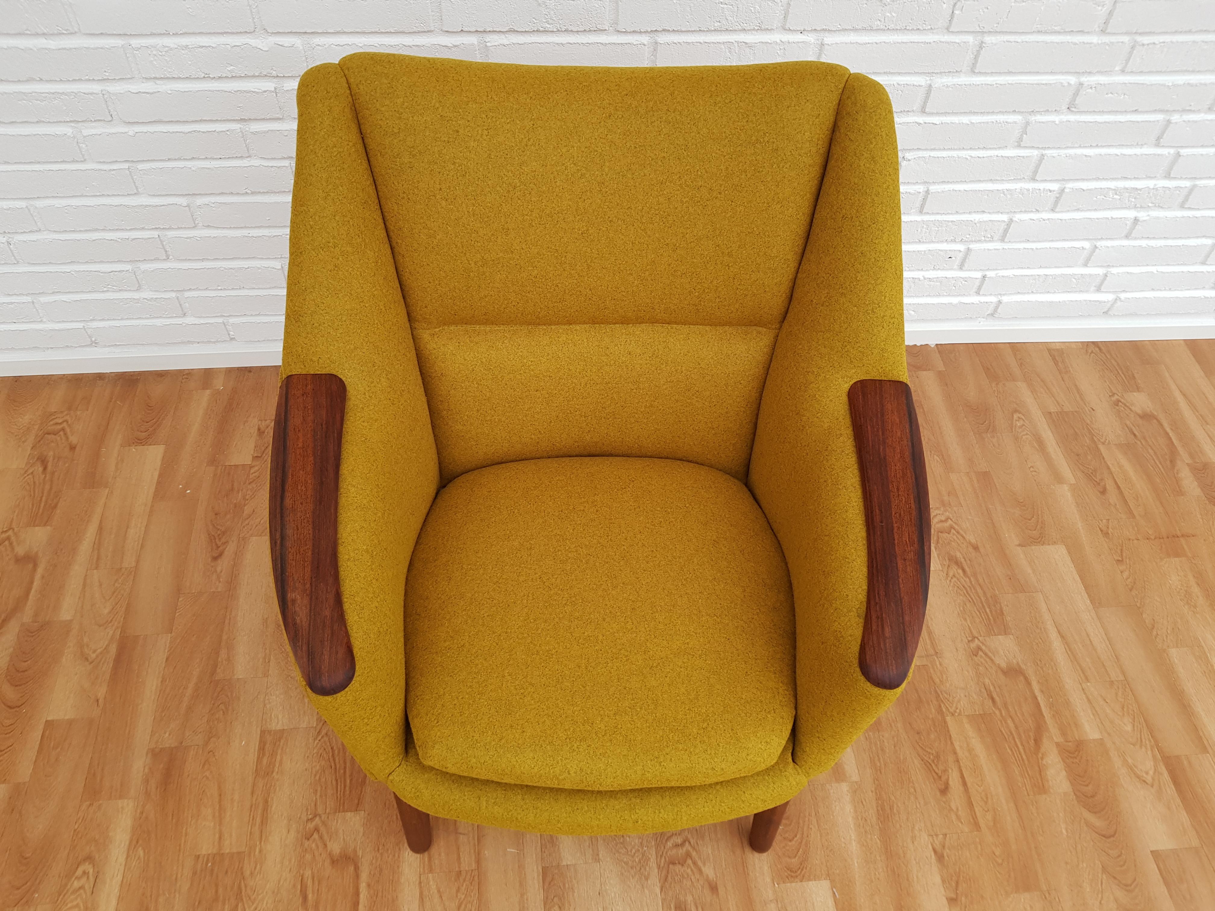 Danish Design, Kurt Østervig, Model 58, 1960s, Wool, Teak, Completely Renovated 4